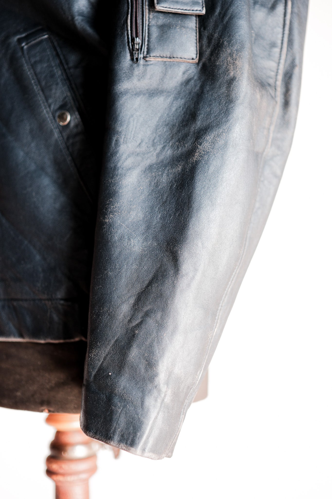 【~70's】French Air Force Pilot Leather Jacket Size.50