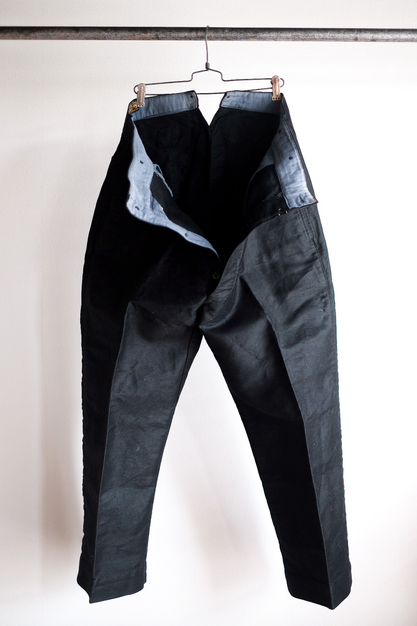 【~40's】French Vintage Black Moleskin Work Pants "Dead Stock"