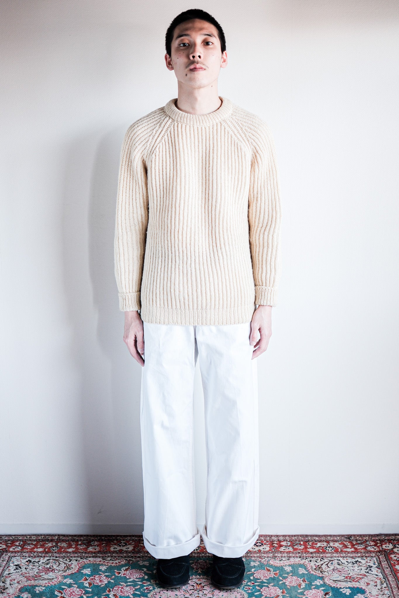 【~50's】French Navy White Linen Sailor Pants "Dead Stock"