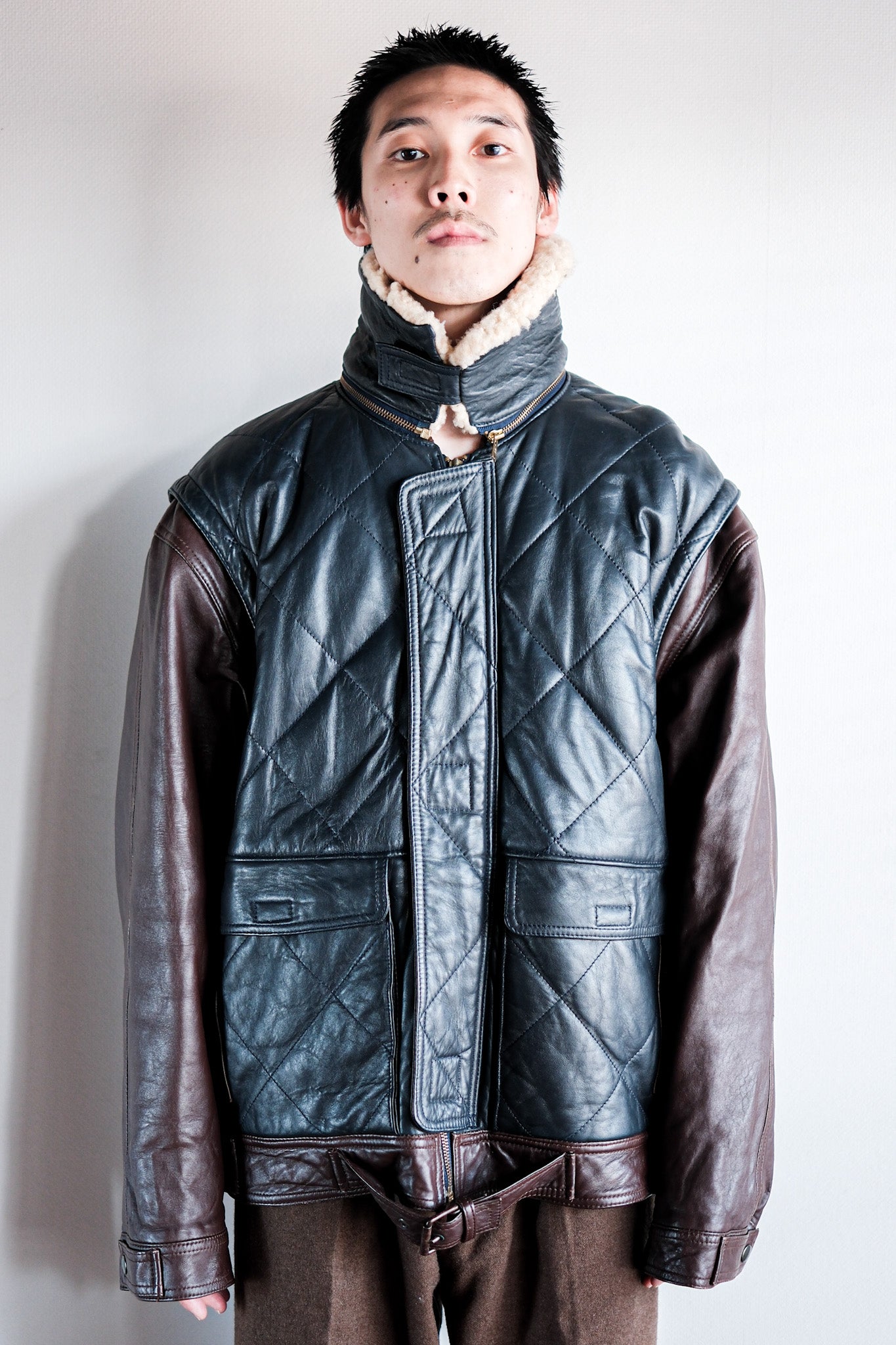 【~70's】Old Marcel Lassance Leather Bomber Jacket Size.52