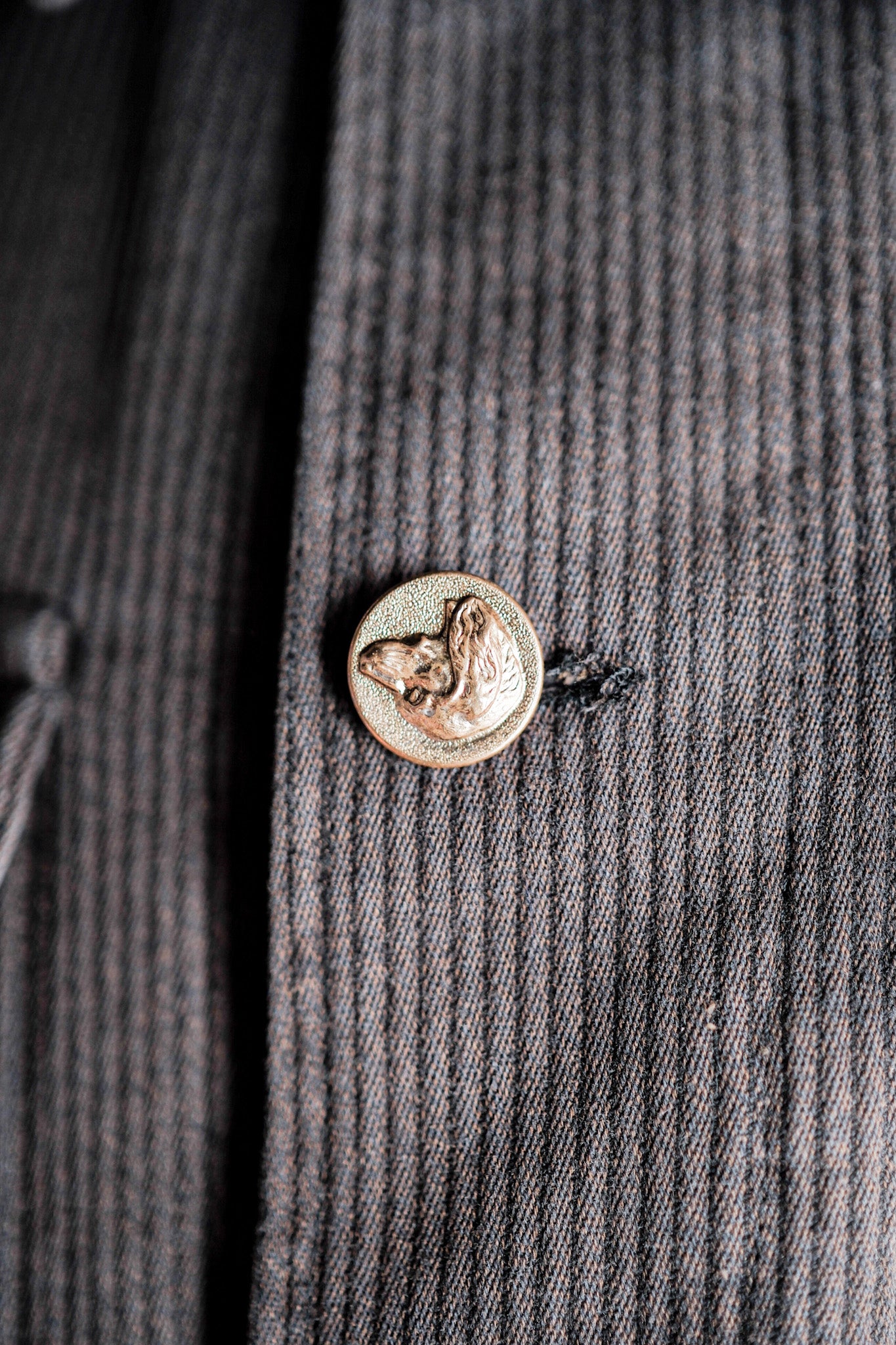 【~50's】French Vintage Brown Cotton Pique Hunting Jacket