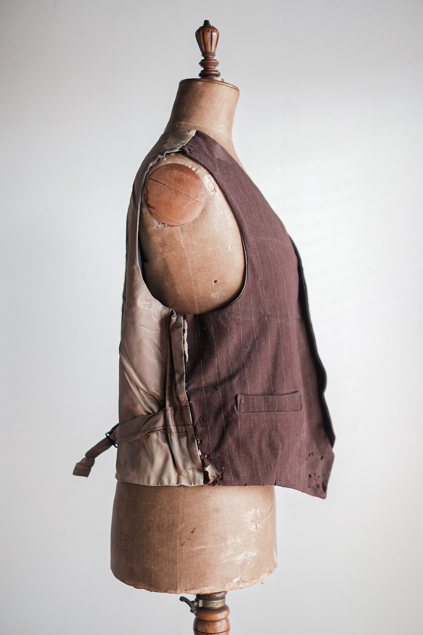 【~40's】French Vintage Brown Wool Work Gilet