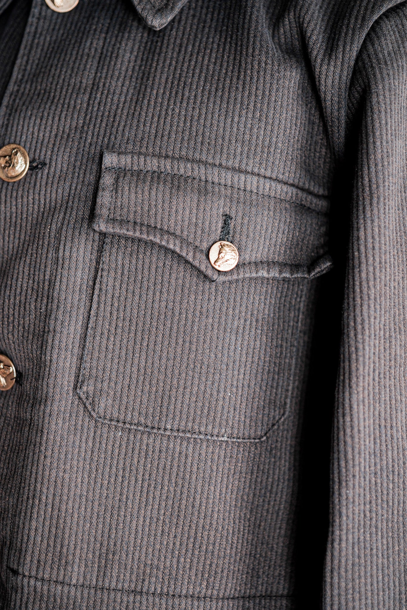 【~50's】French Vintage Brown Cotton Pique Hunting Jacket