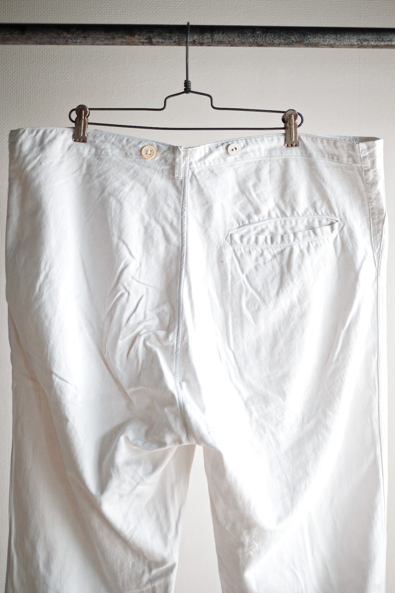 【~40's】German Vintage White Cotton Work Pants