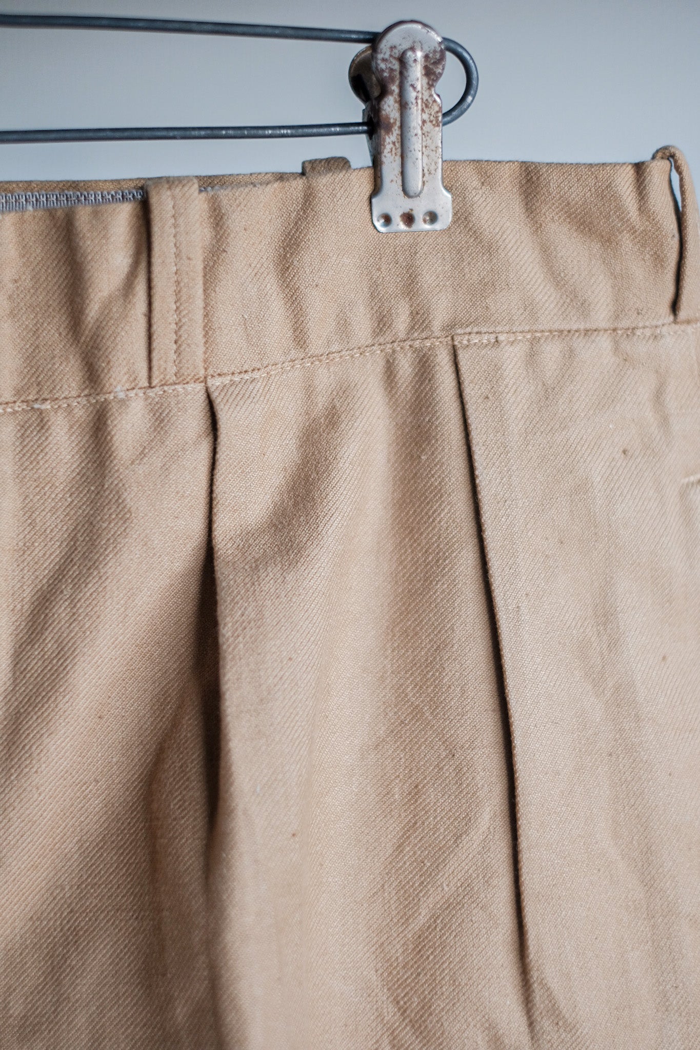 【~50's】French Vintage Cotton Linen Chino Trousers "Garally Lafayette" "Dead Stock"