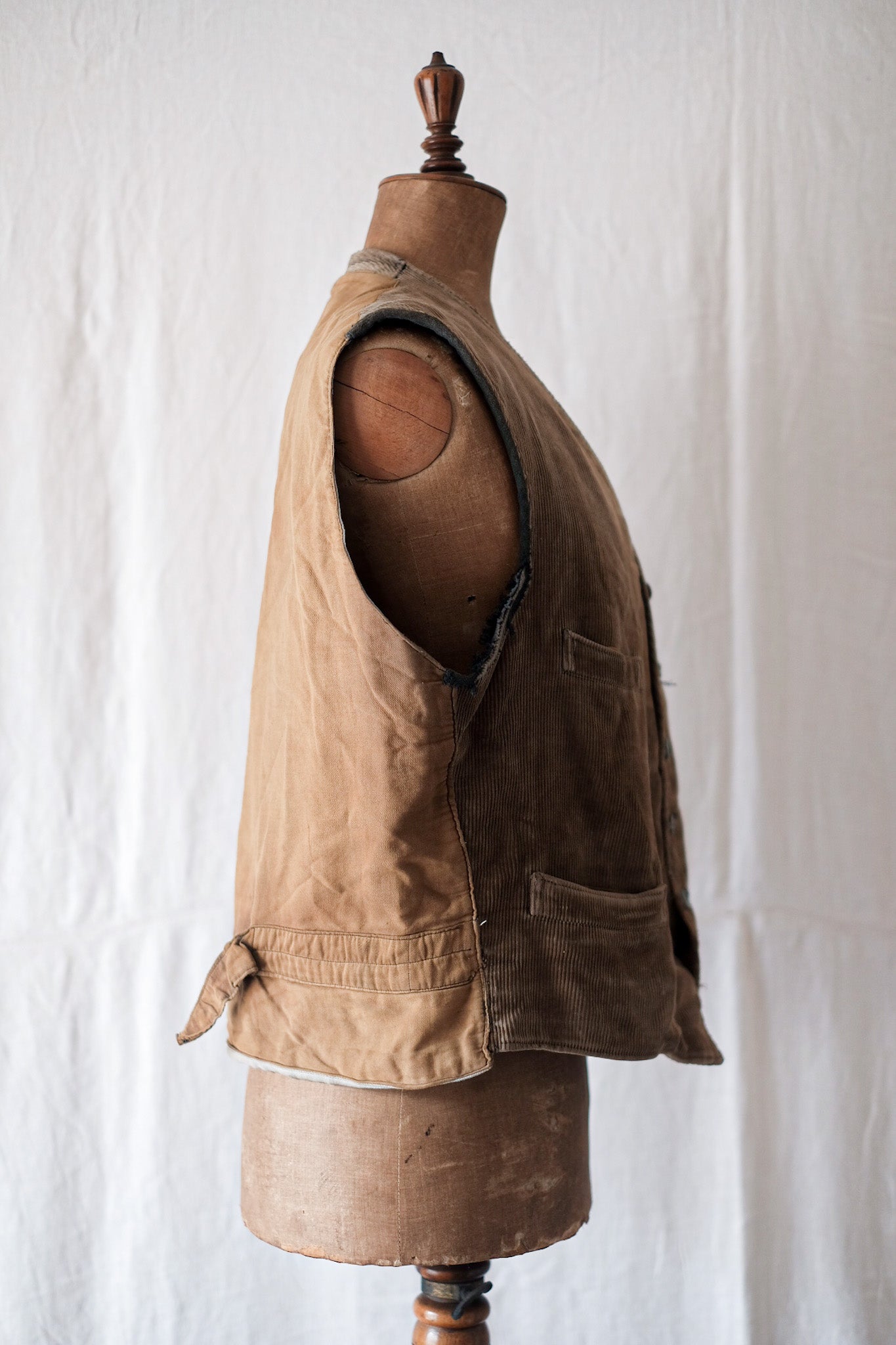 【~30's】French Vintage Brown Corduroy Hunting Gilet