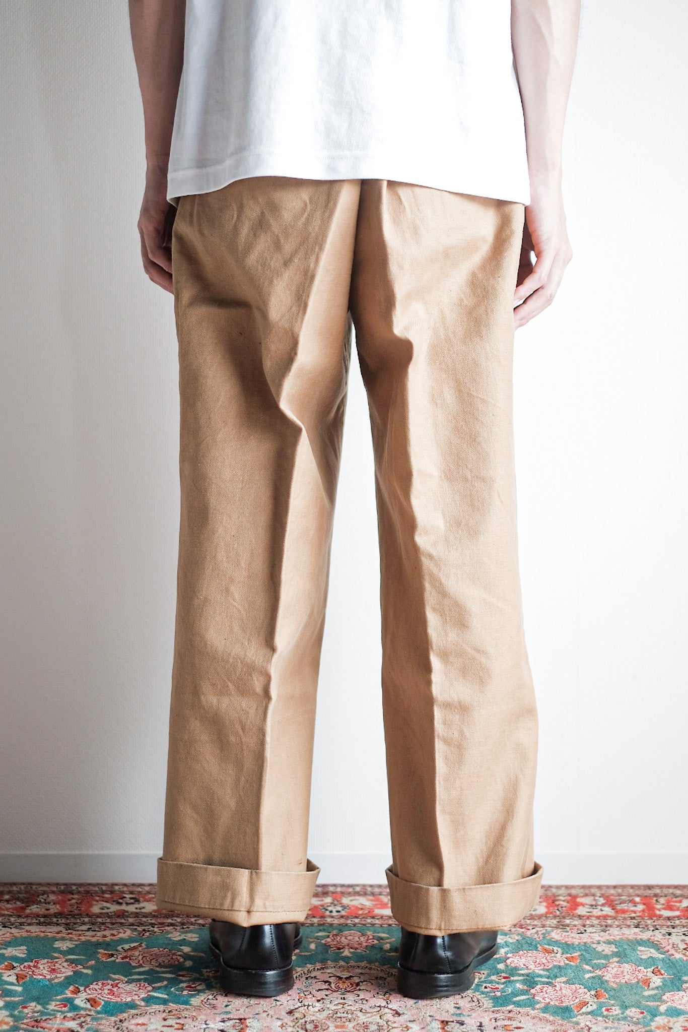【~50's】French Vintage Cotton Linen Chino Trousers "Garally Lafayette" "Dead Stock"