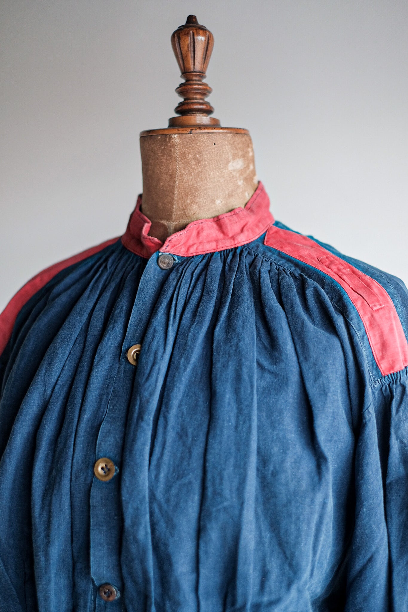 【Late 19th C】French Antique Indigo Linen Fireman Bourgeron Jacket