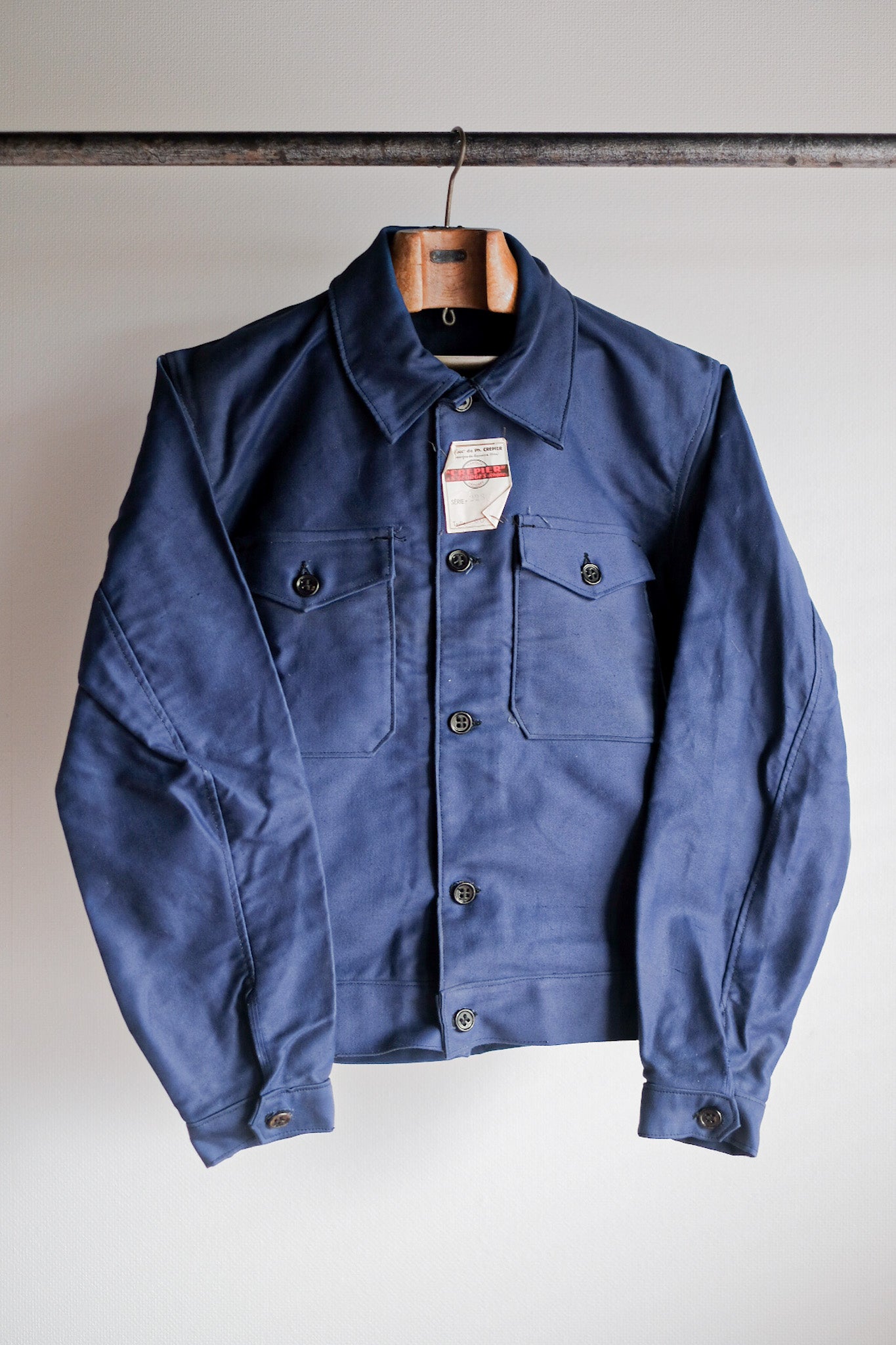 【~40's】French Vintage Blue Moleskin Cyclist Jacket "Dead Stock"
