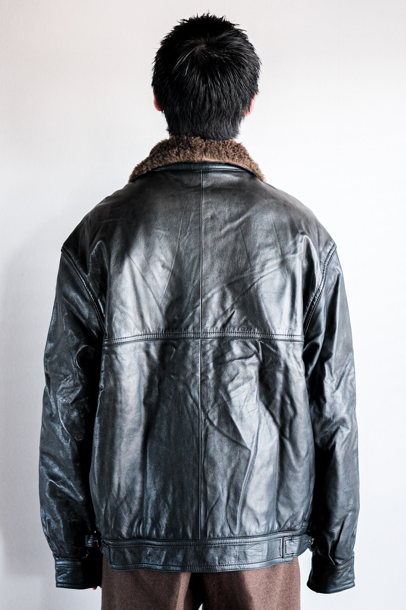 【~80's】Old Gucci Leather Bomber Jacket Size.52