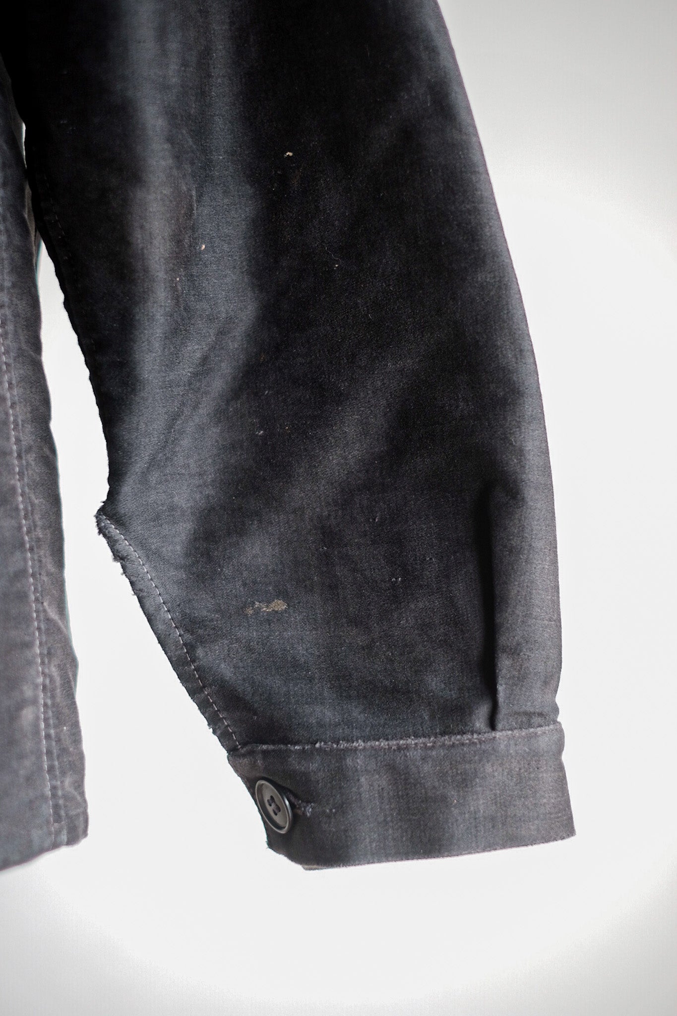 【~40's】French Vintage Black Moleskin Work Jacket "Le Mont St. Michel"
