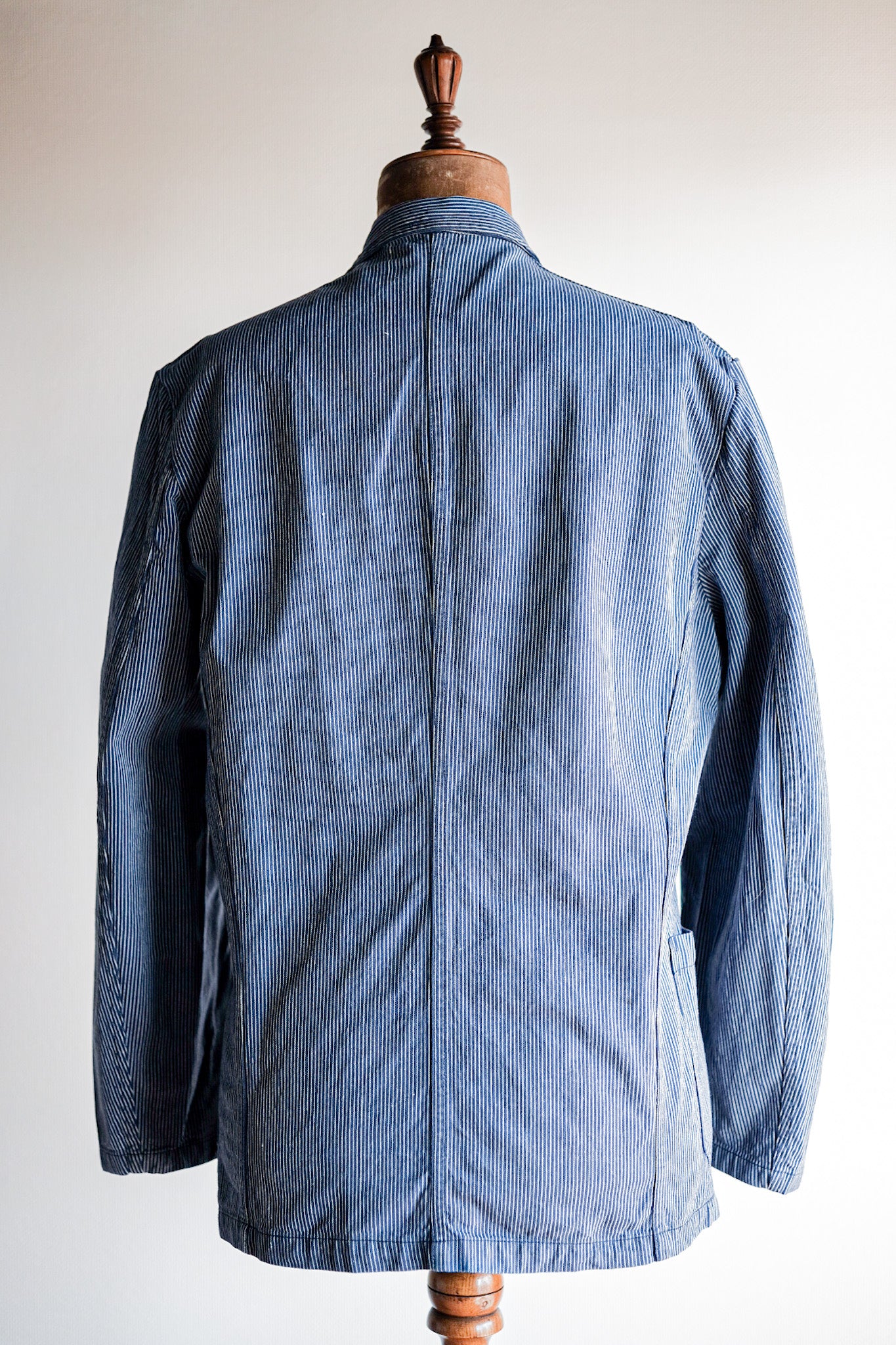 【~60's】French Vintage Cotton Striped Work Jacket "AU MOLINEL"
