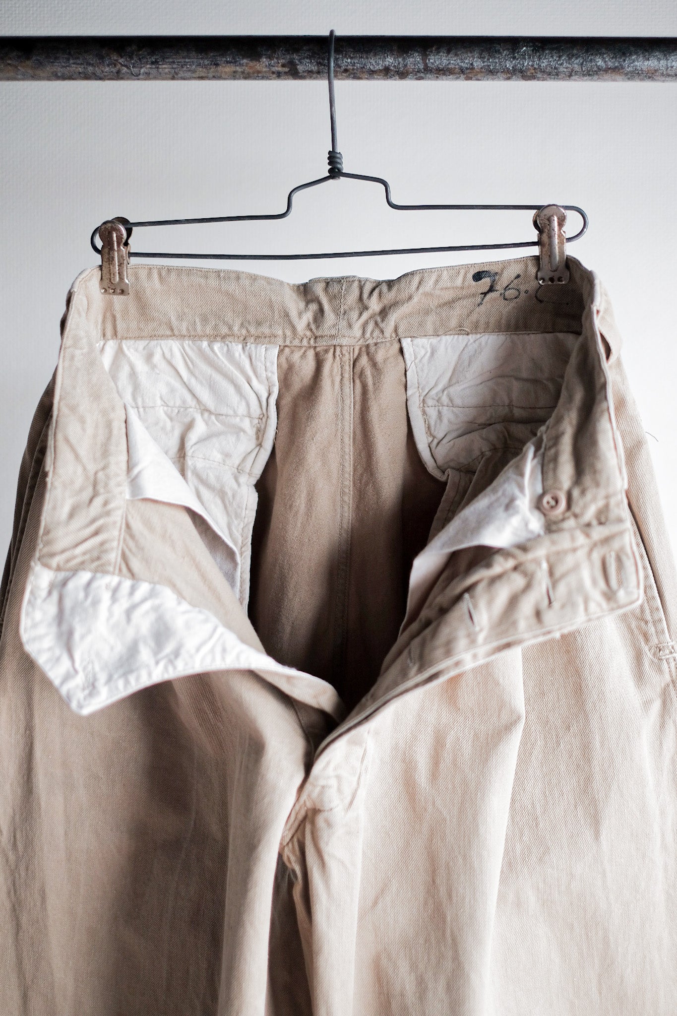 【~50's】French Army M52 Chino Trousers Size.76C "Indochina Model"