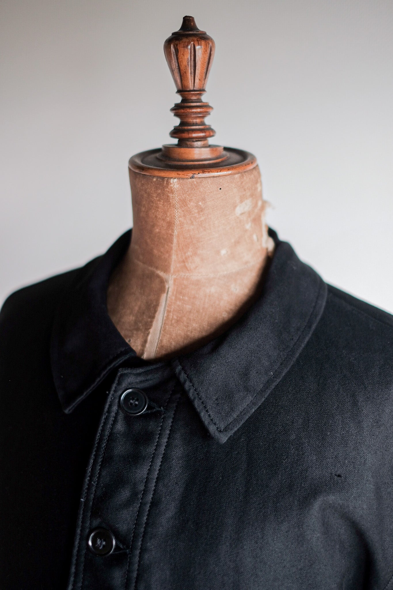 【~50's】French Vintage Black Moleskin Work Jacket "Adolphe Lafont" "Dead Stock"
