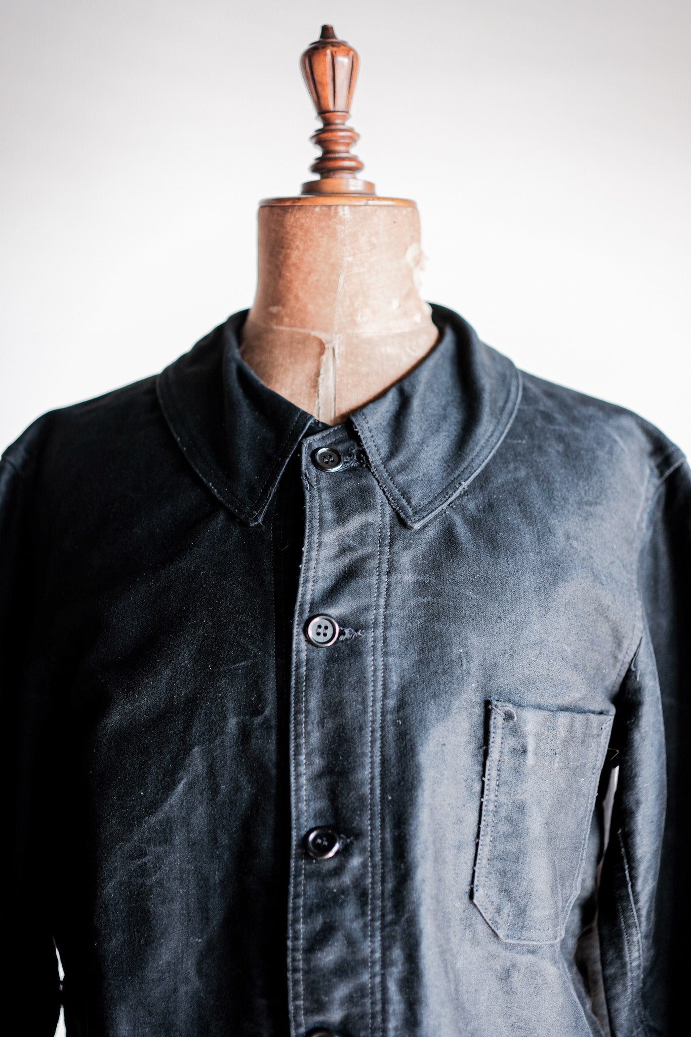 【~50's】French Vintage Black Moleskin Work Jacket