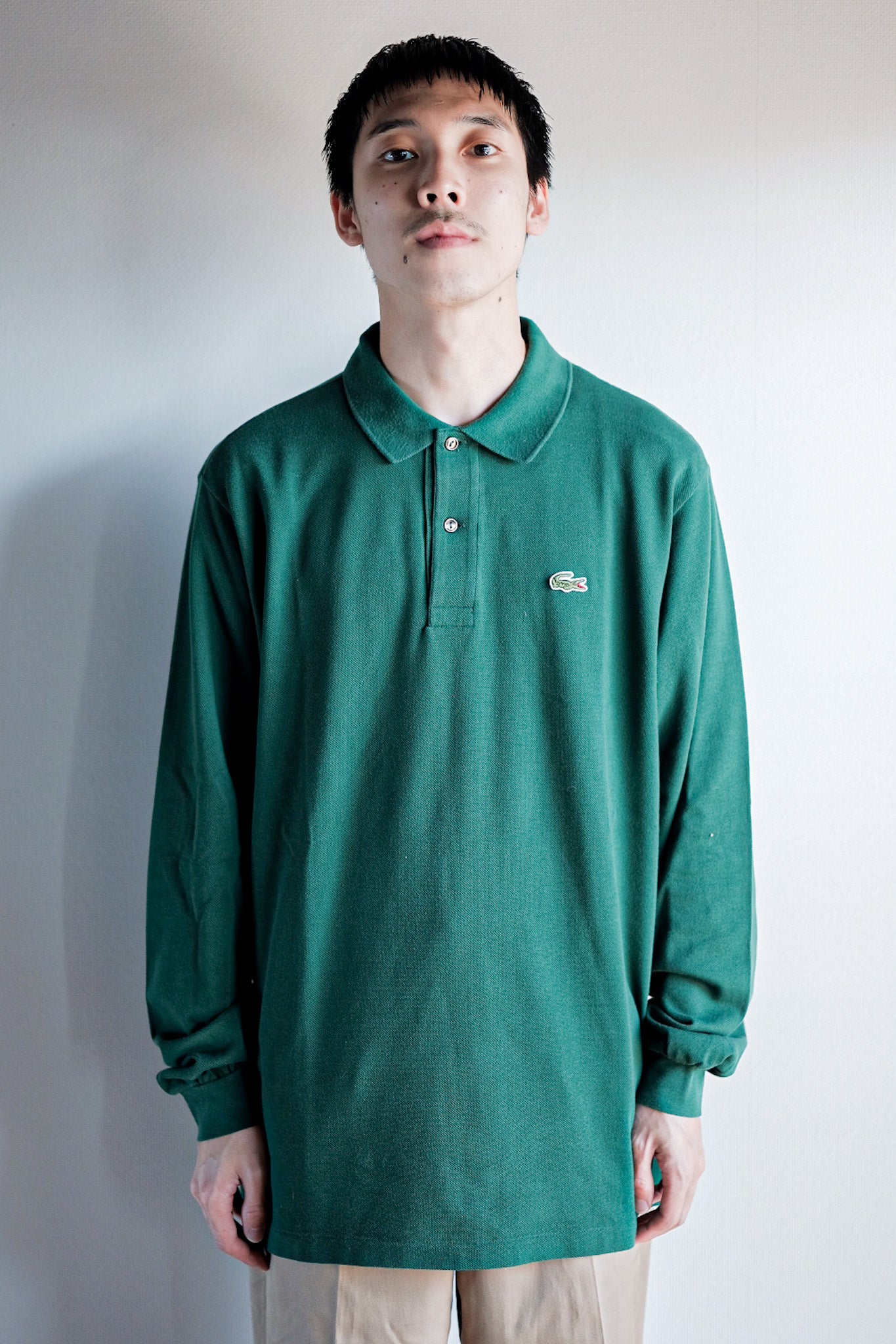【~80's】CHEMISE LACOSTE L/S Polo Shirt Size.5 "Forest Green"