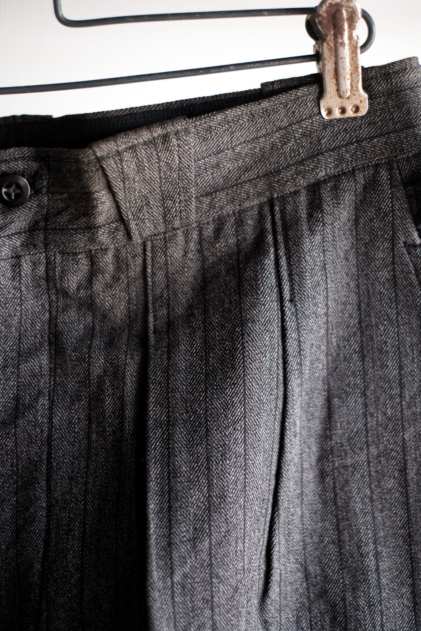 【~40's】French Vintage Salt & Pepper Cotton Striped Work Pants "Dead Stock"