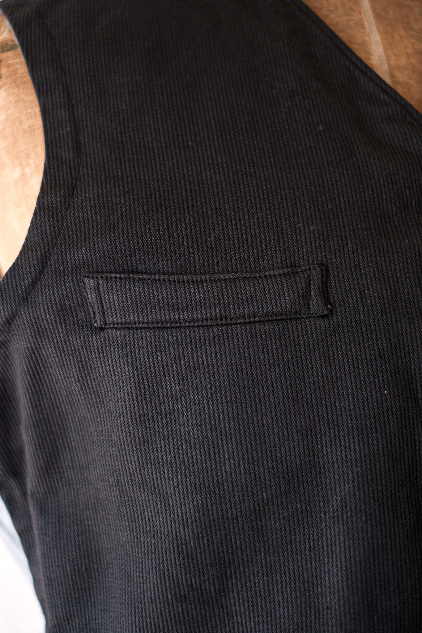 【~40's】French Vintage Black Cotton Pique Gilet "Dead Stock"