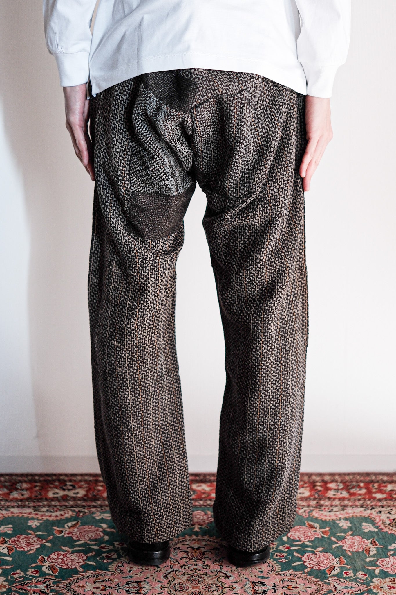 【~20's】French Vintage Homemade Wool Work Pants "Patchwork"