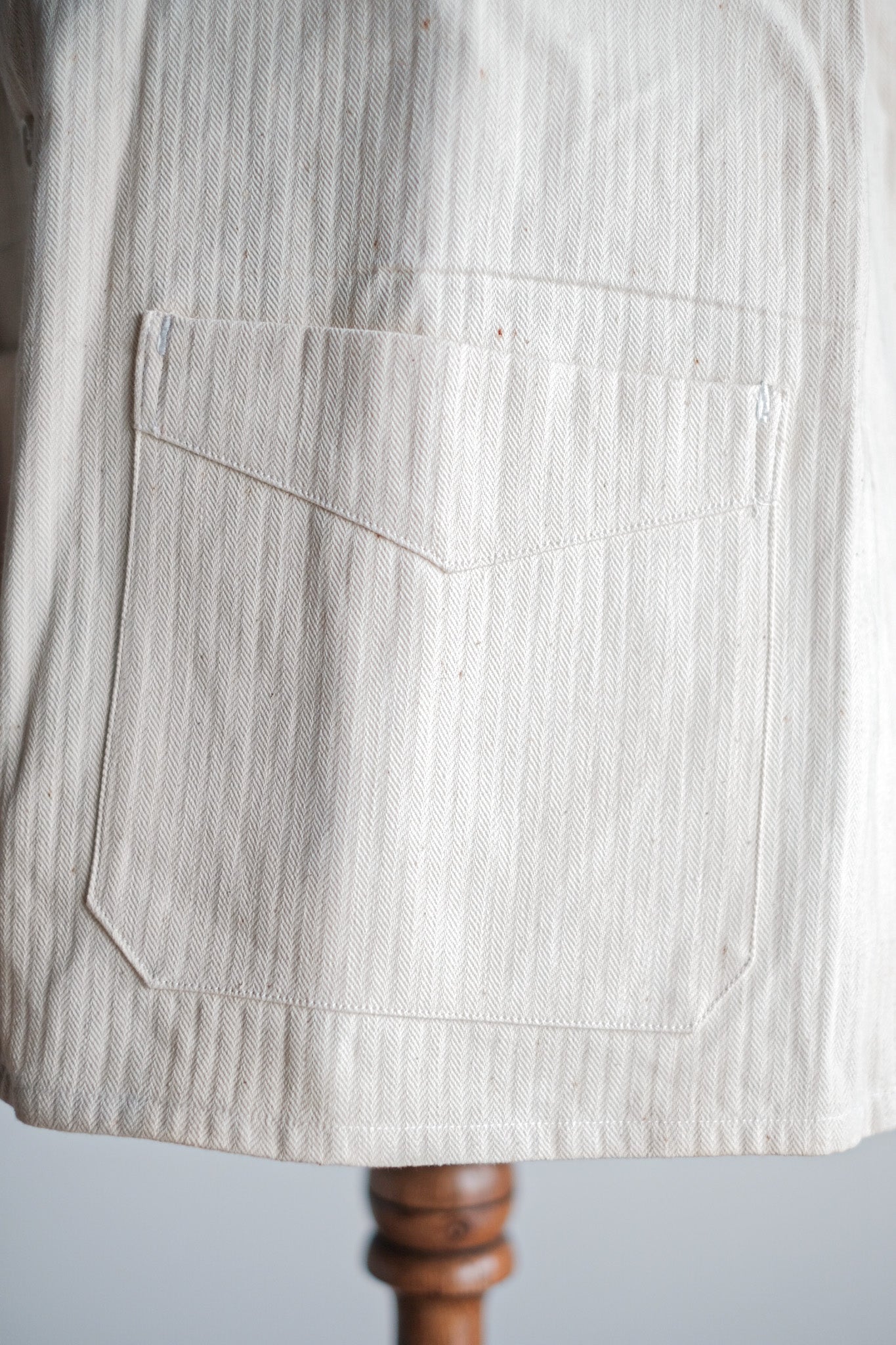 【~40’s】French Vintage White Cotton HBT Work Jacket “Dead Stock”