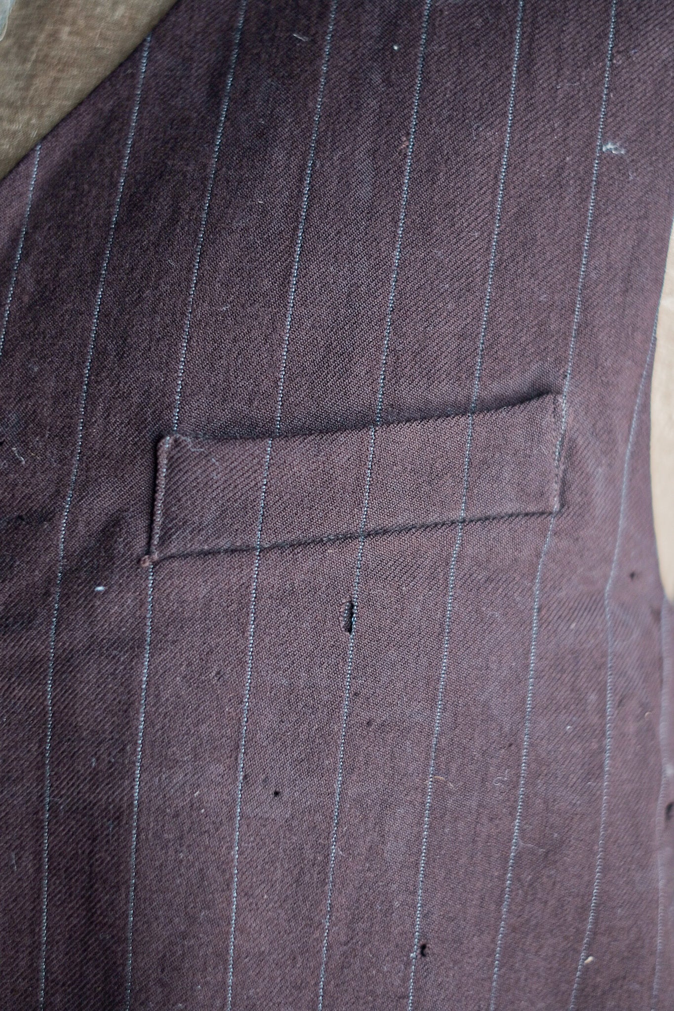 【~40's】French Vintage Brown Wool Work Gilet