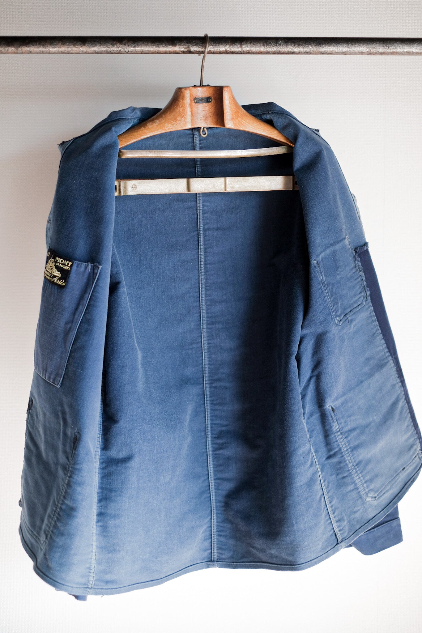 【~40's】French Vintage Blue Moleskin Work Jacket "Le Mont St. Michel"