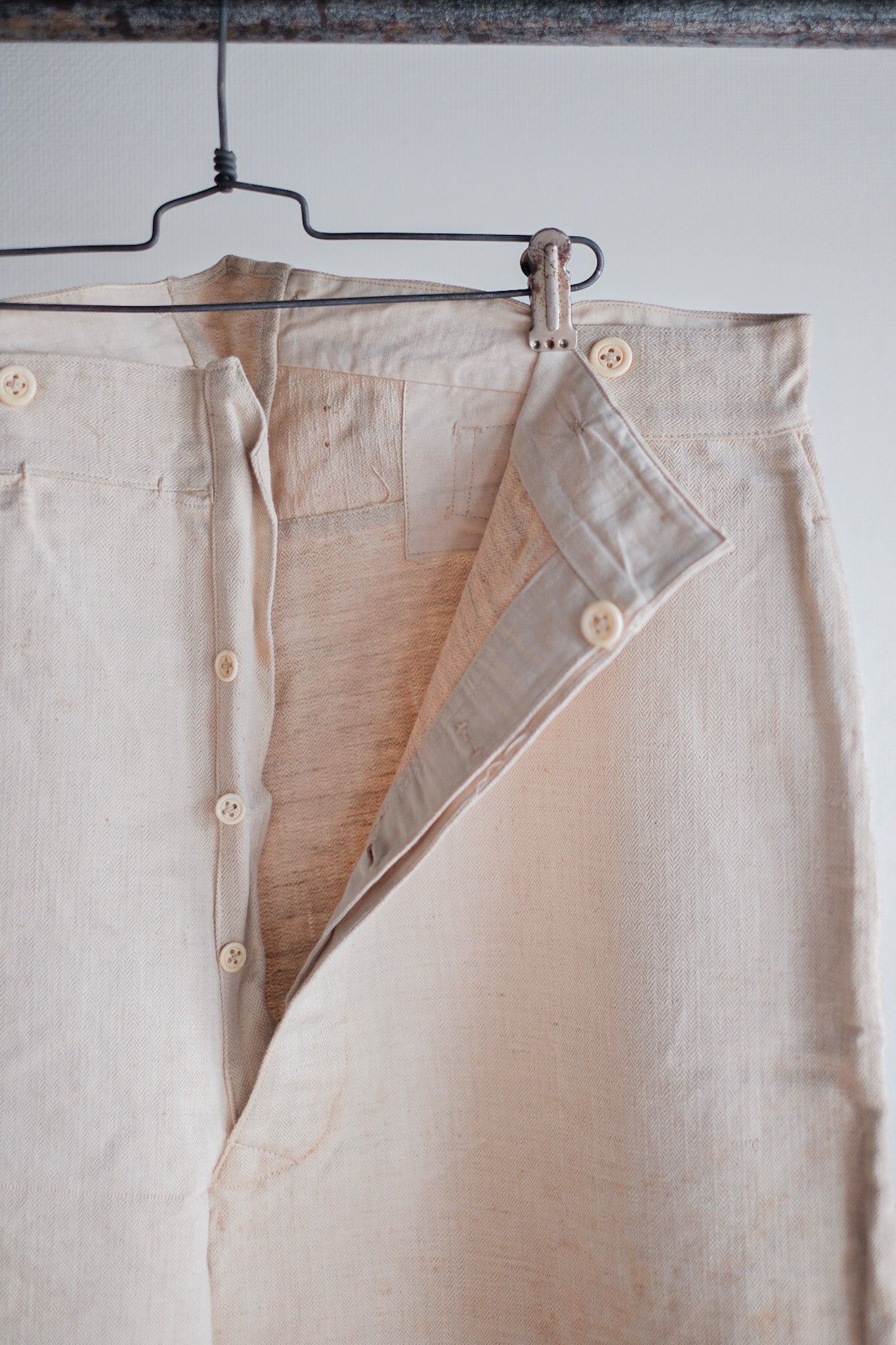 【~30's】French Army Bourgeron HBT Linen Pant "Dead Stock"