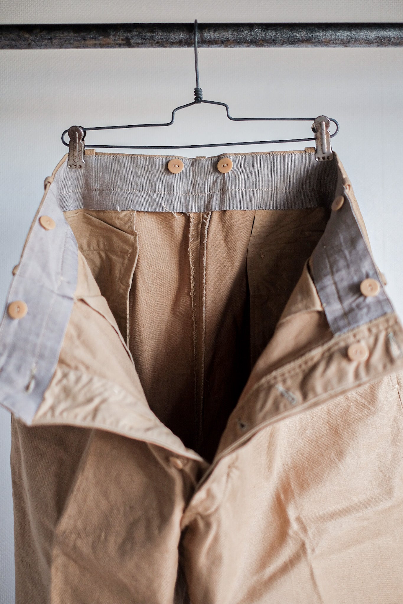 【~50's】French Vintage Cotton Linen Chino Trousers "Garally Lafayette" "Dead Stock"