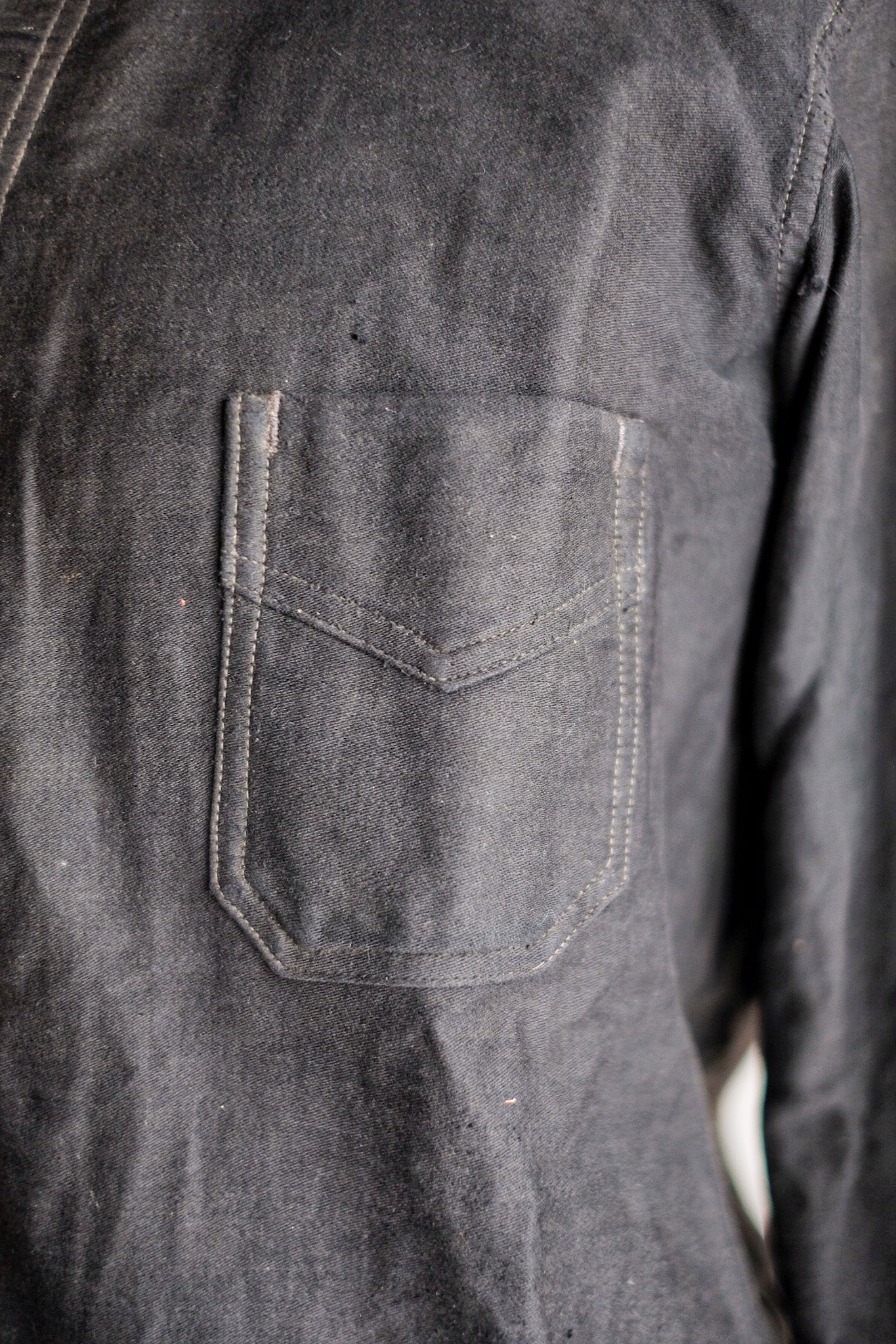 【~20's】French Vintage Black Moleskin Work Jacket "6 Buttons"