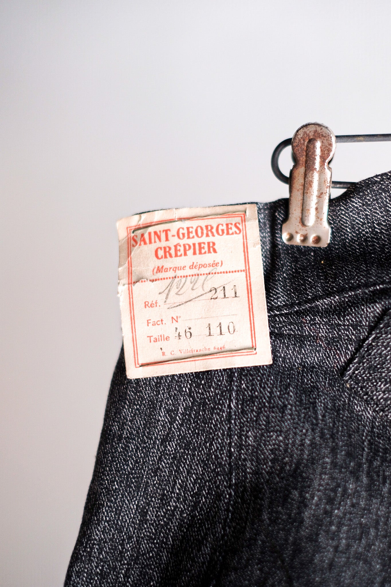 【~30's】French Vintage Black Chambray Work Pants "Dead Stock"