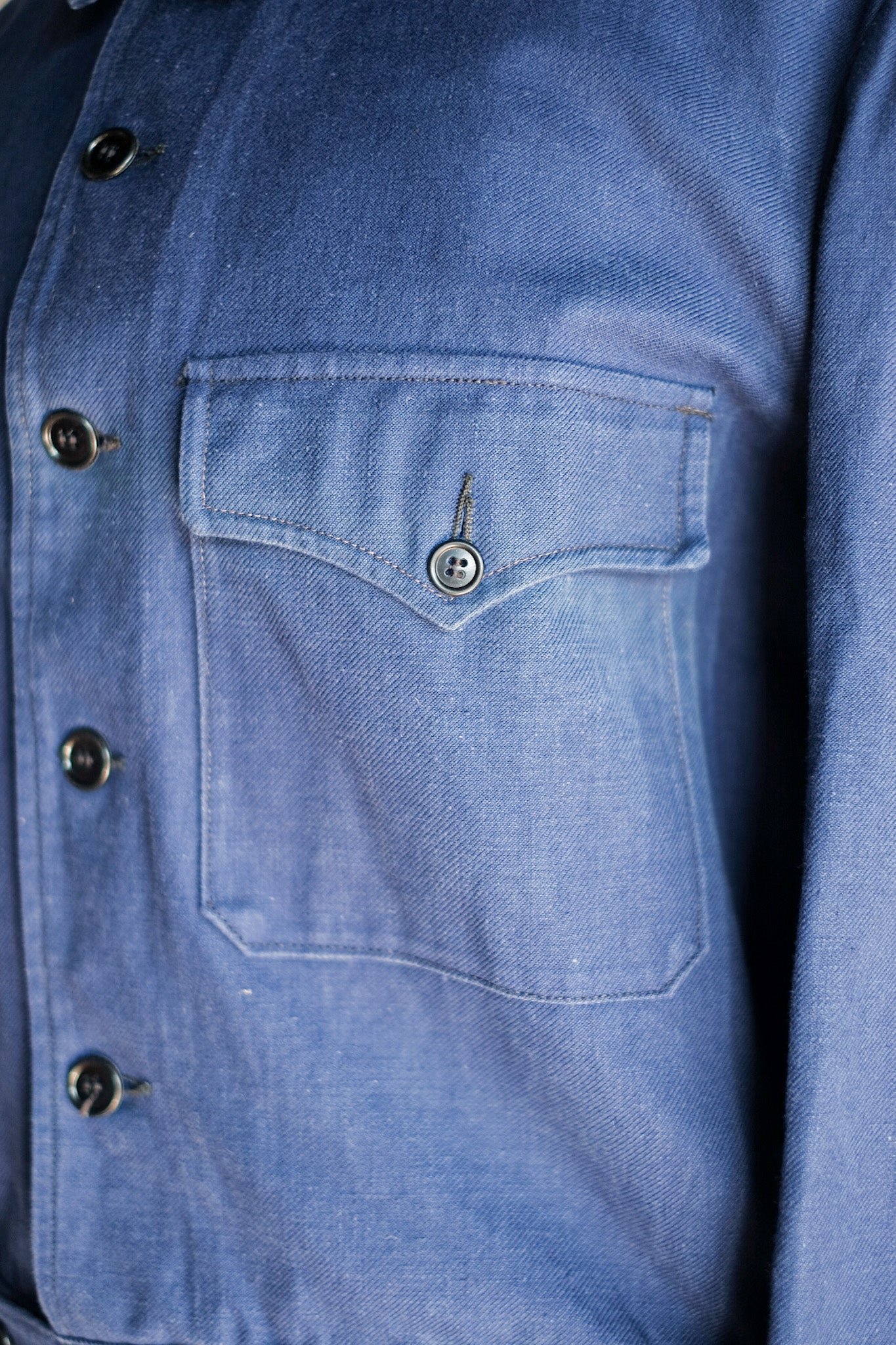 【~40's】French Vintage Blue Cotton Twill Cyclist Jacket