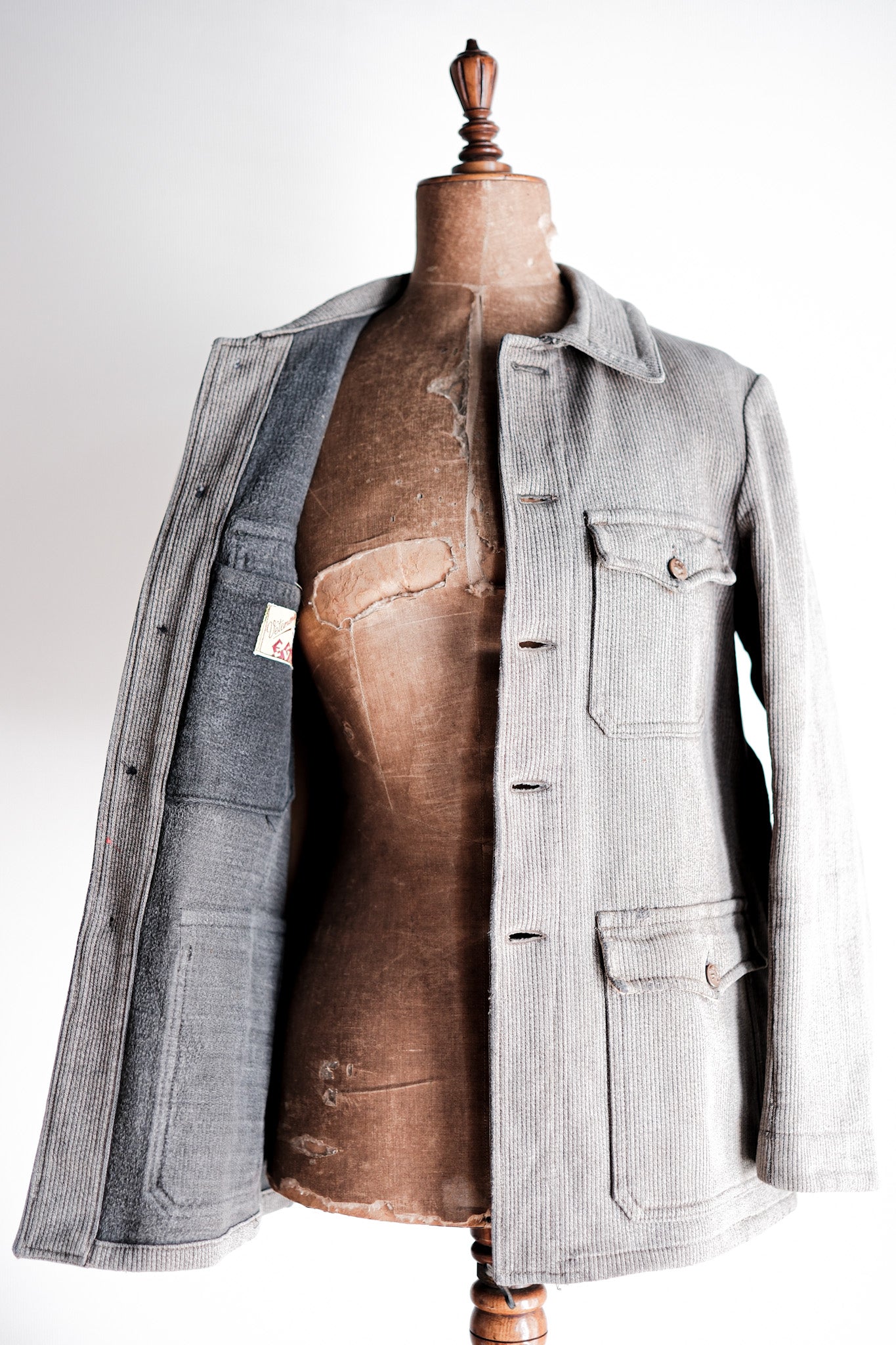 【~50's】French Vintage Gray Cotton Pique Hunting Jacket