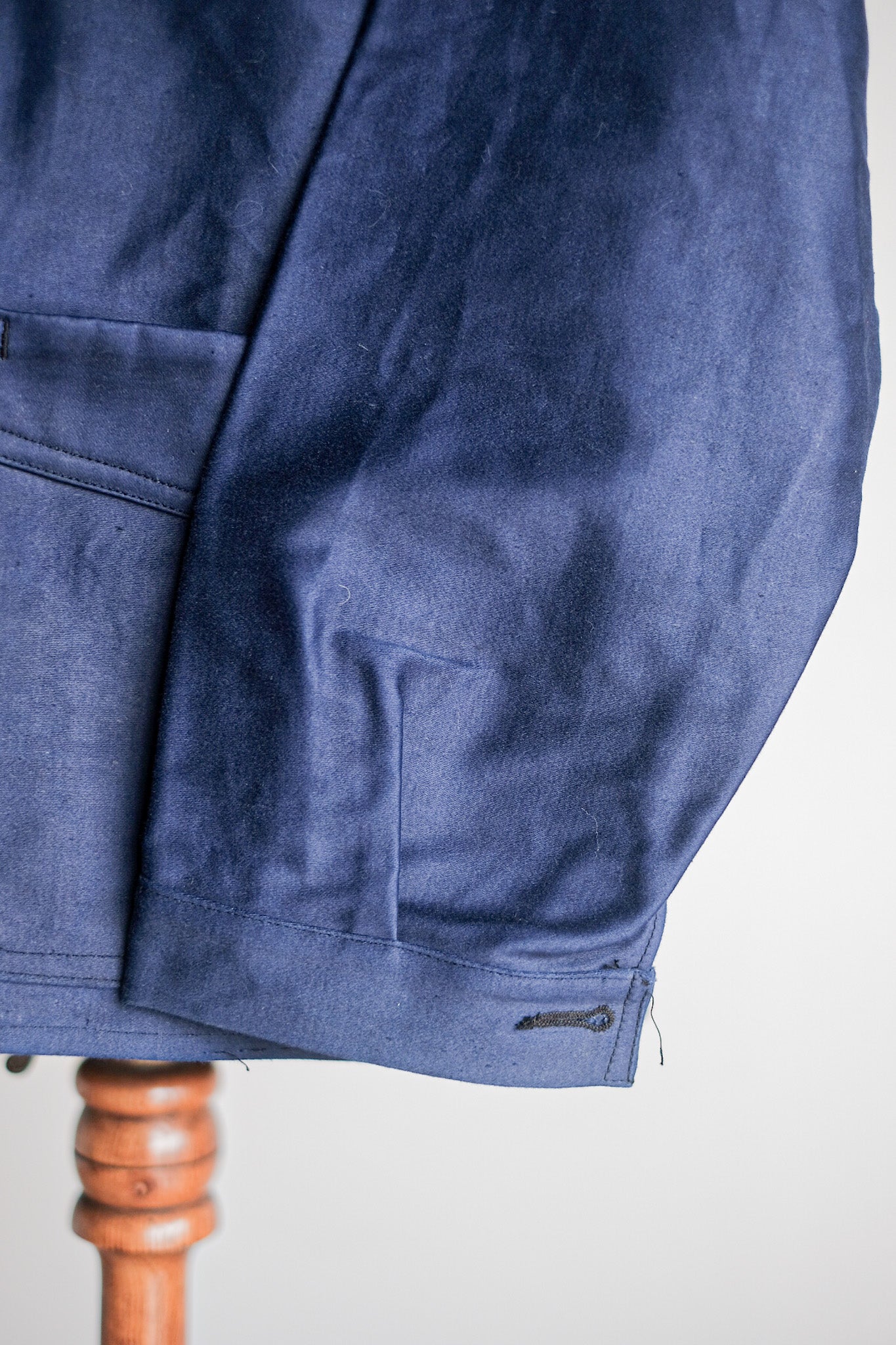 【~40's】French Vintage Blue Moleskin Work Jacket "Le Mont St. Michel" "Dead Stock"