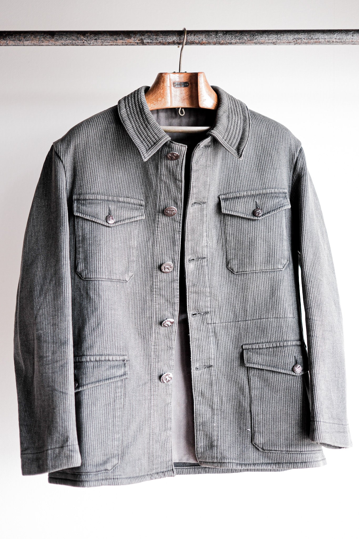 【~50's】French Vintage Gray Cotton Pique Hunting Jacket