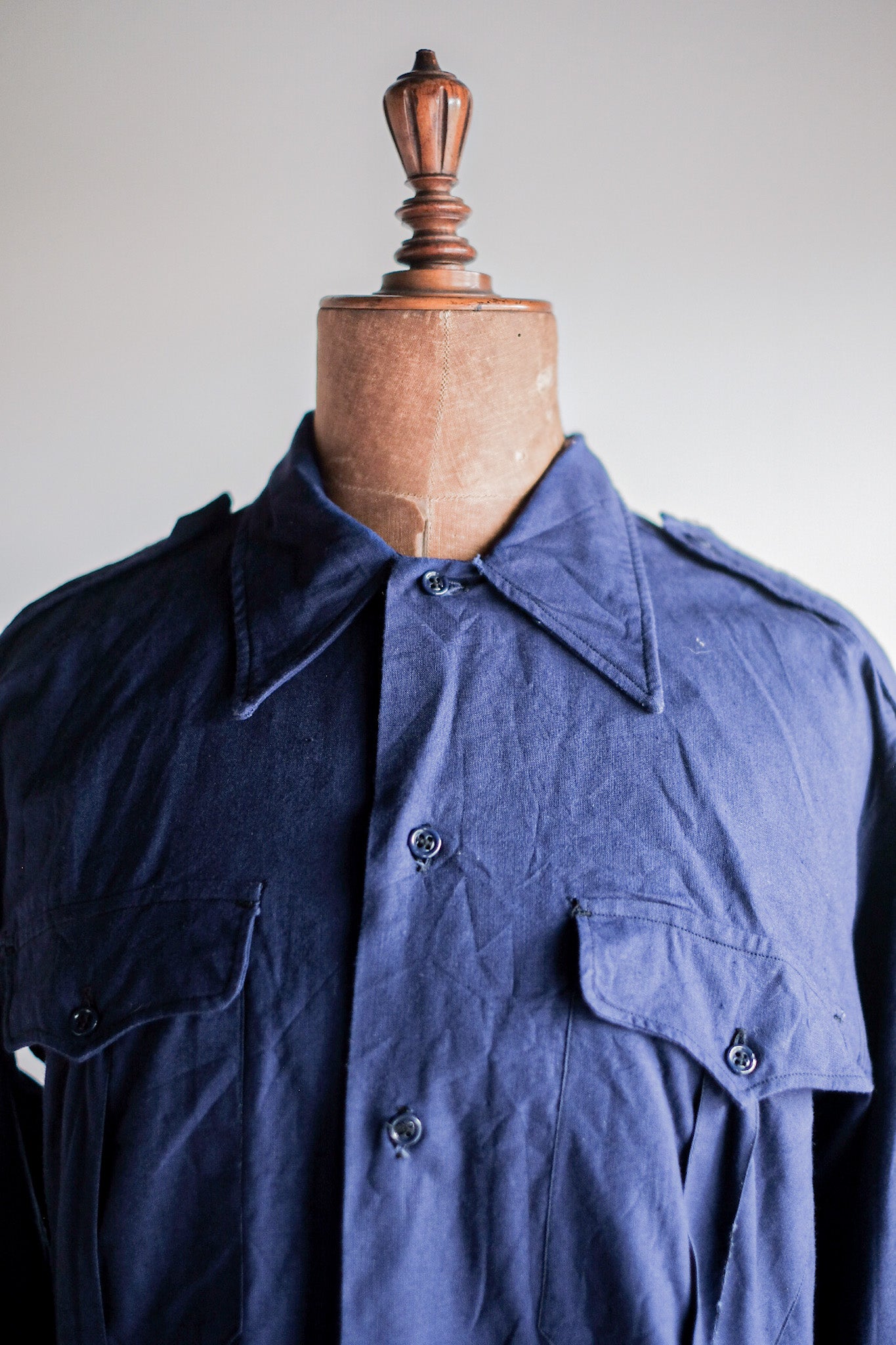 【~50's】French Air Force Indigo Metis Shirt "Dead Stock"