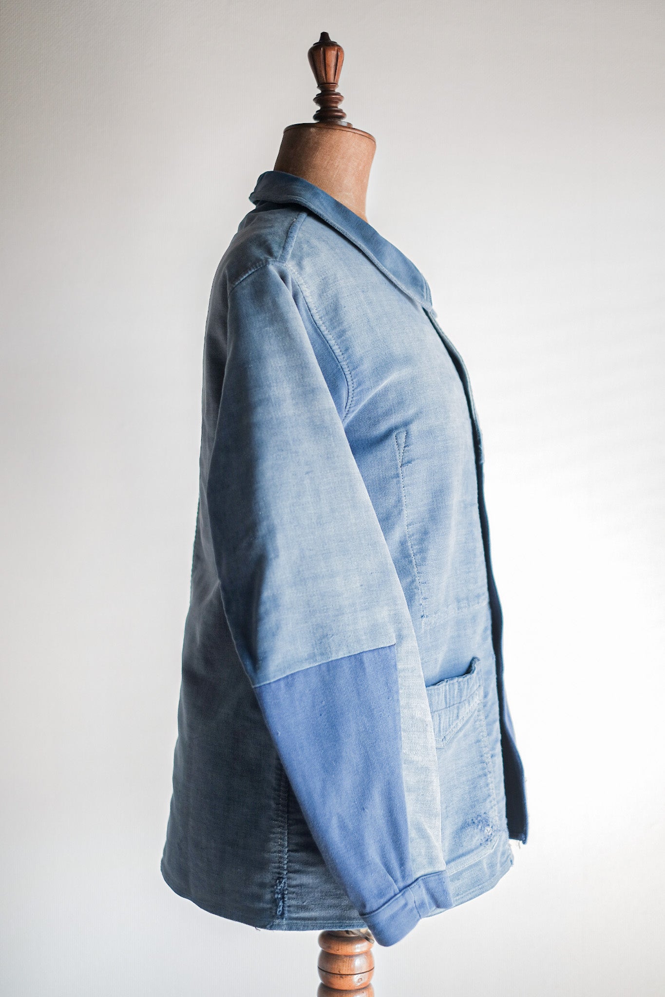 【~40's】French Vintage Blue Moleskin Work Jacket "Le Mont St. Michel"