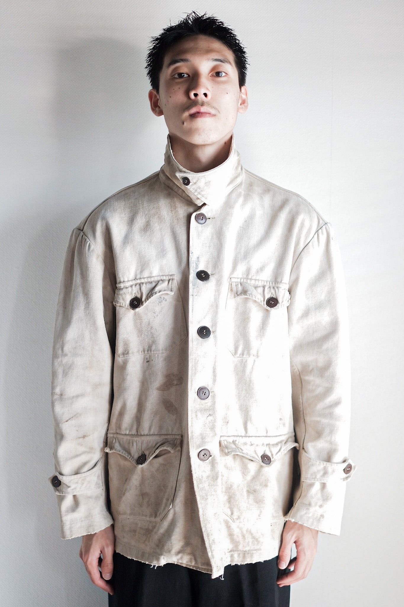 【~50's】French Vintage White Cotton Canvas Work Jacket