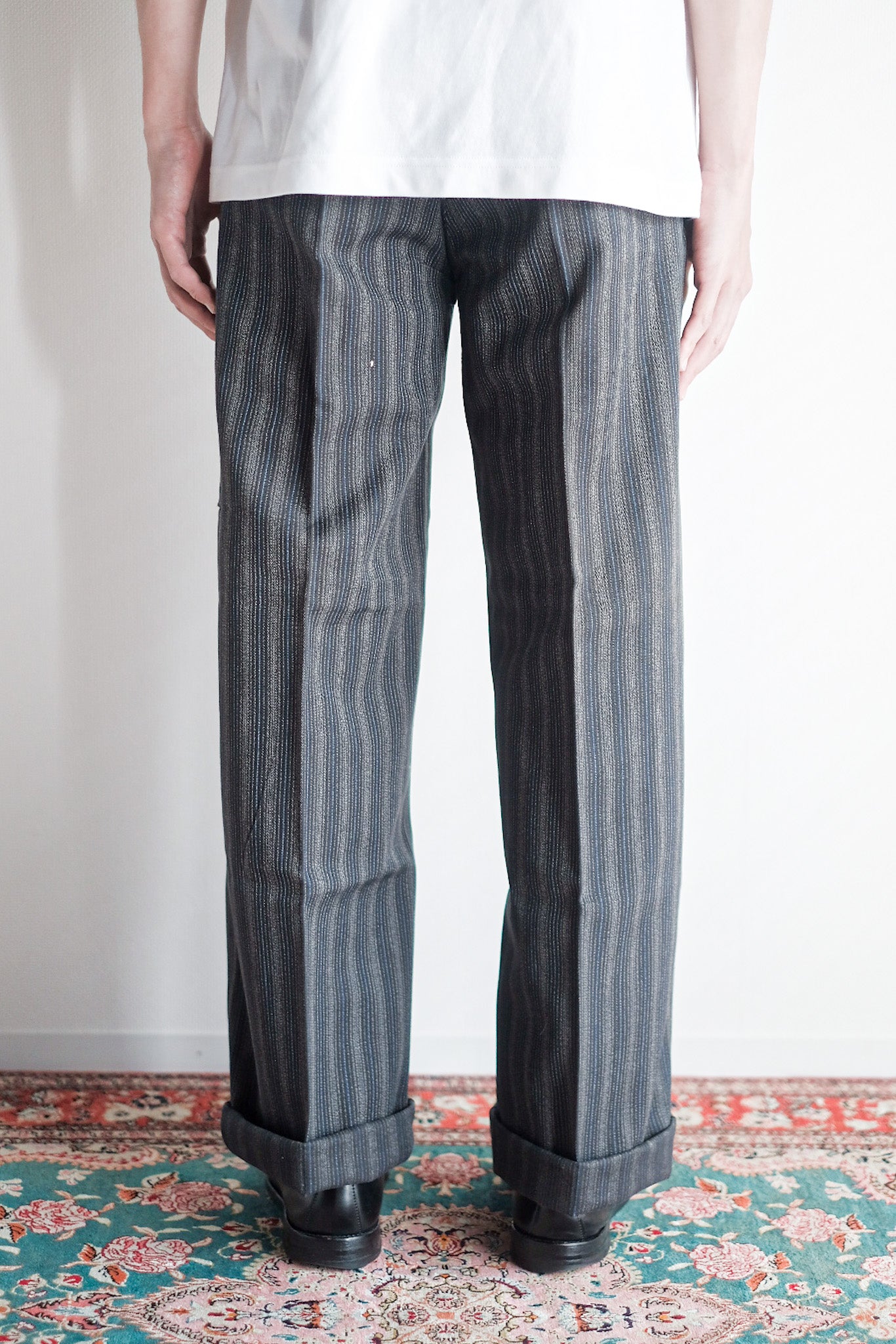 【~40's】French Vintage Cotton Striped Work Pants "Dead Stock"