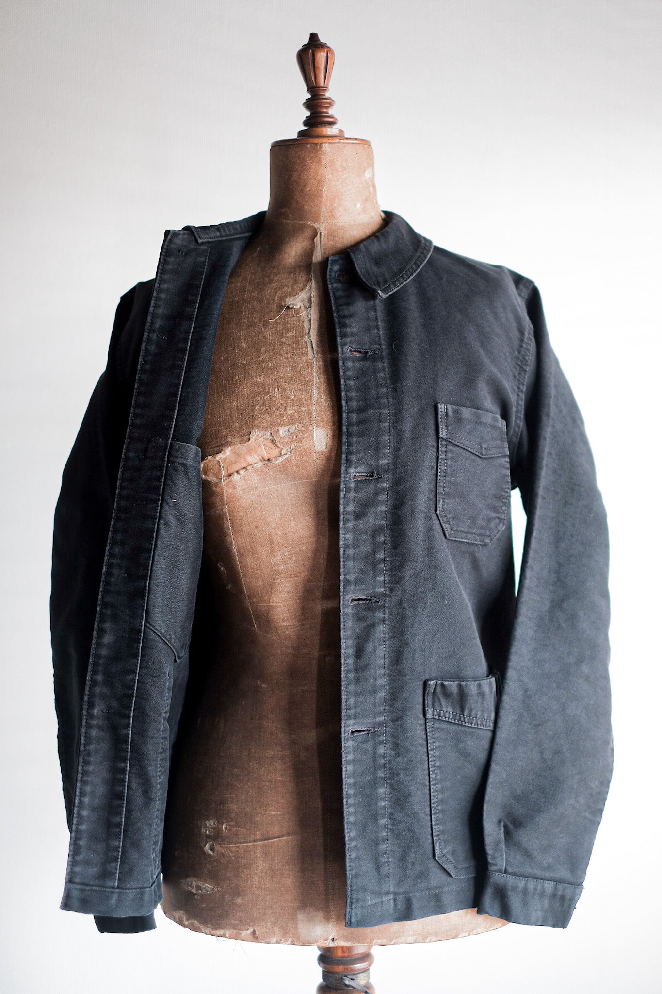 【~50's】French Vintage Black Moleskin Work Jacket