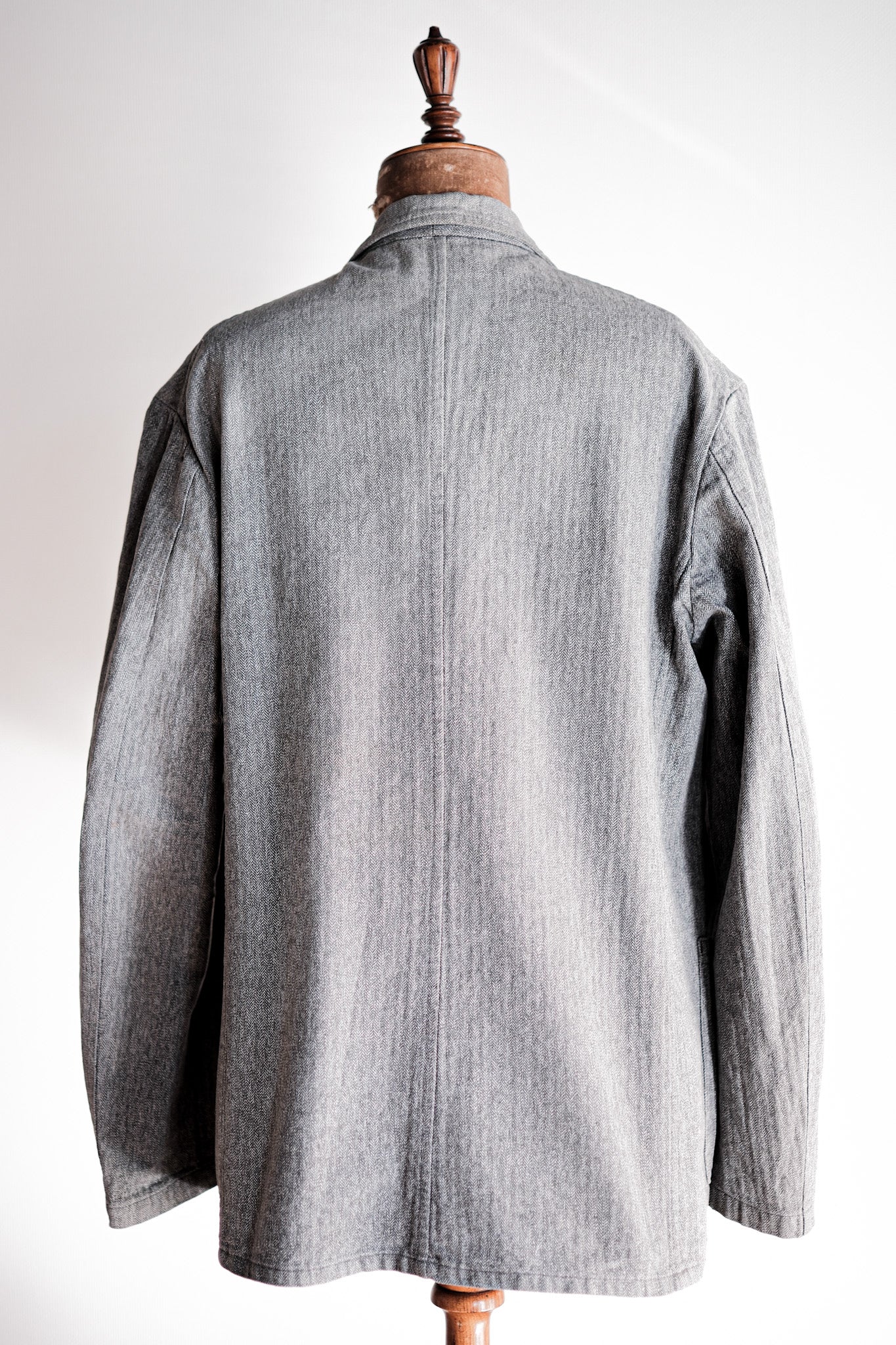 【~50's】French Vintage Salt & Pepper Cotton HBT Lapel Work Jacket