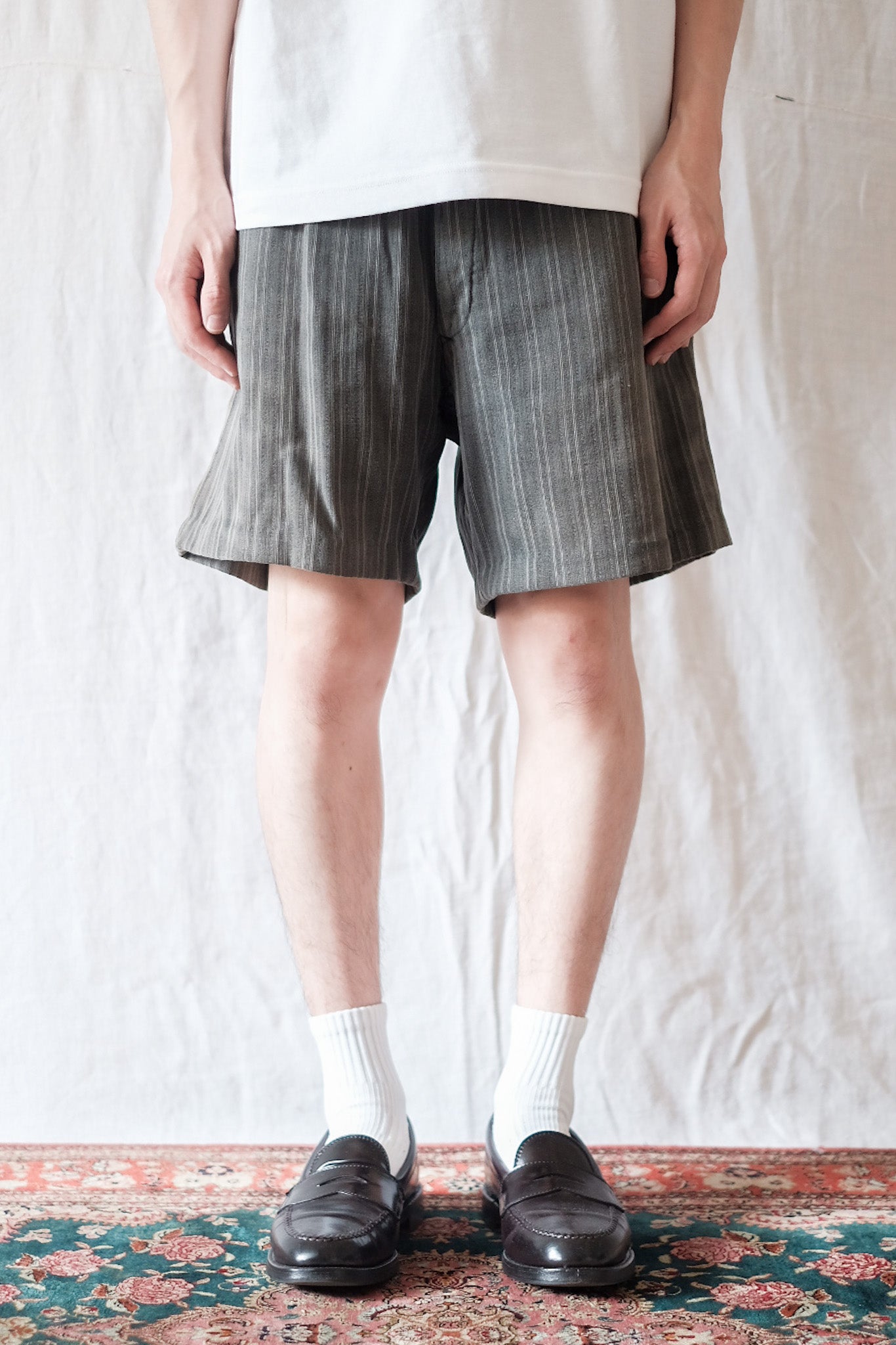 【~40's】French Vintage Cotton Striped Work Shorts