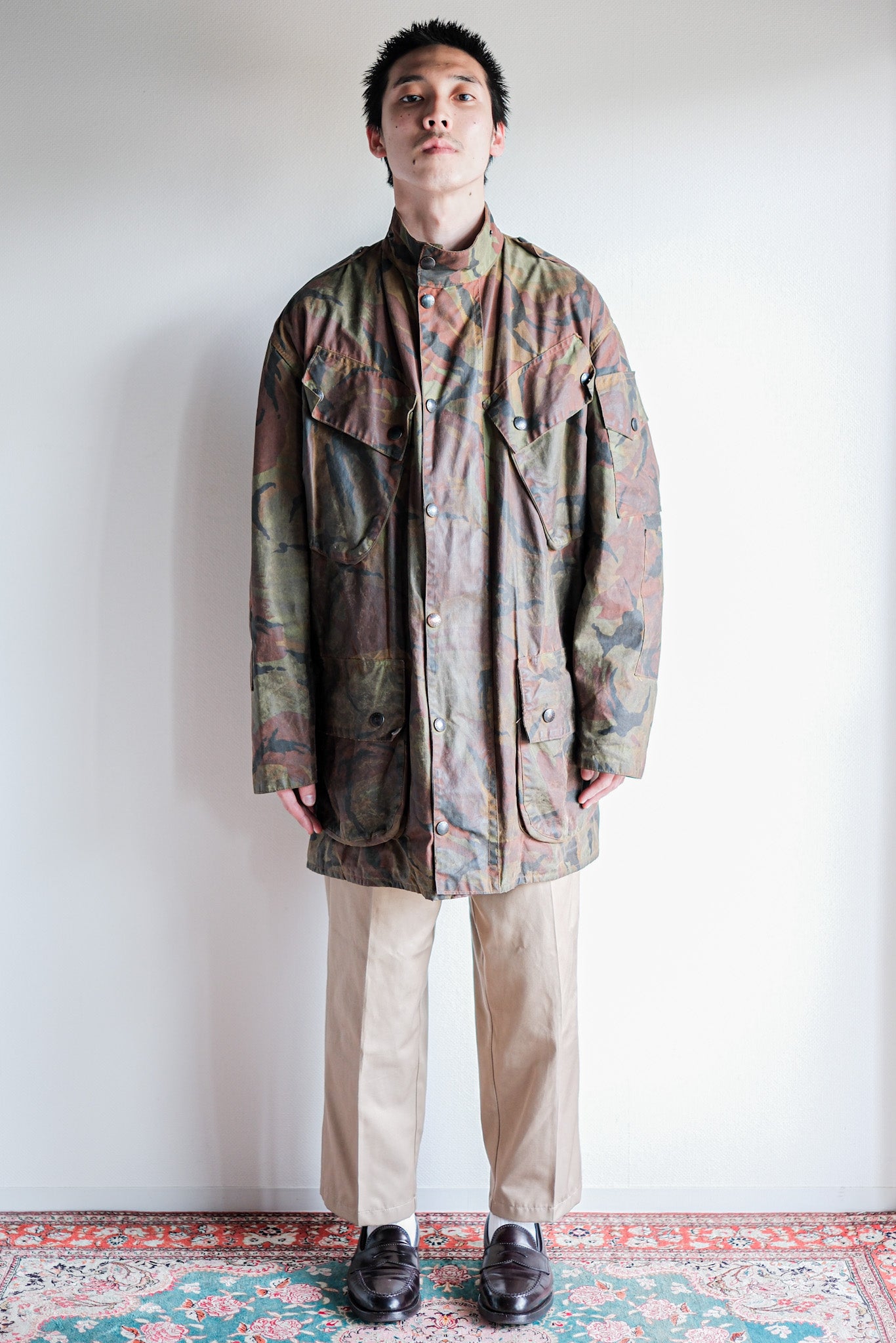 【~80's】Vintage Barbour DPM Camouflage Waxed Jacket “THE MILITARY" “2nd Model” 2 Crest Size.42
