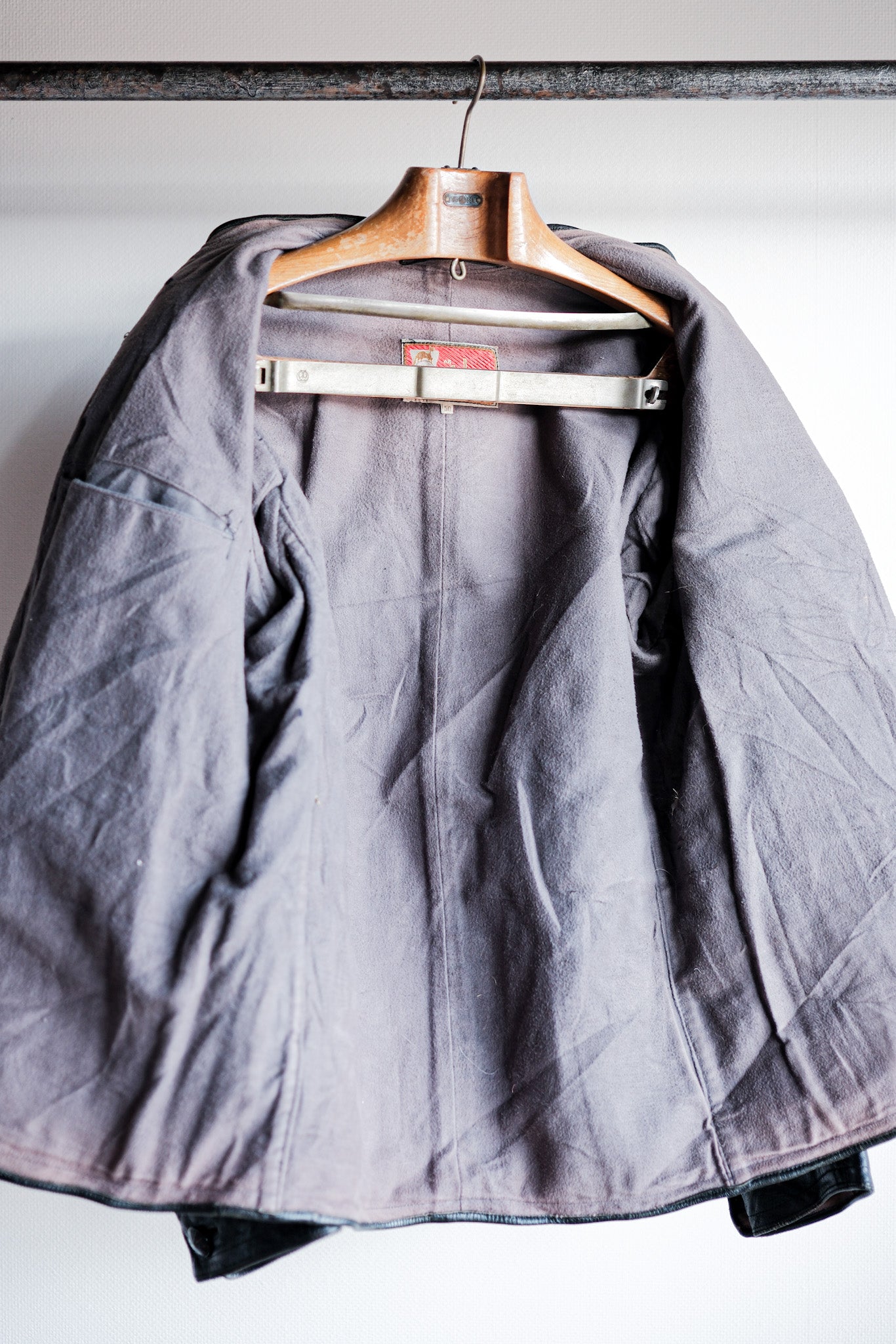 【~40's】Swedish Vintage Double Breasted Leather Jacket