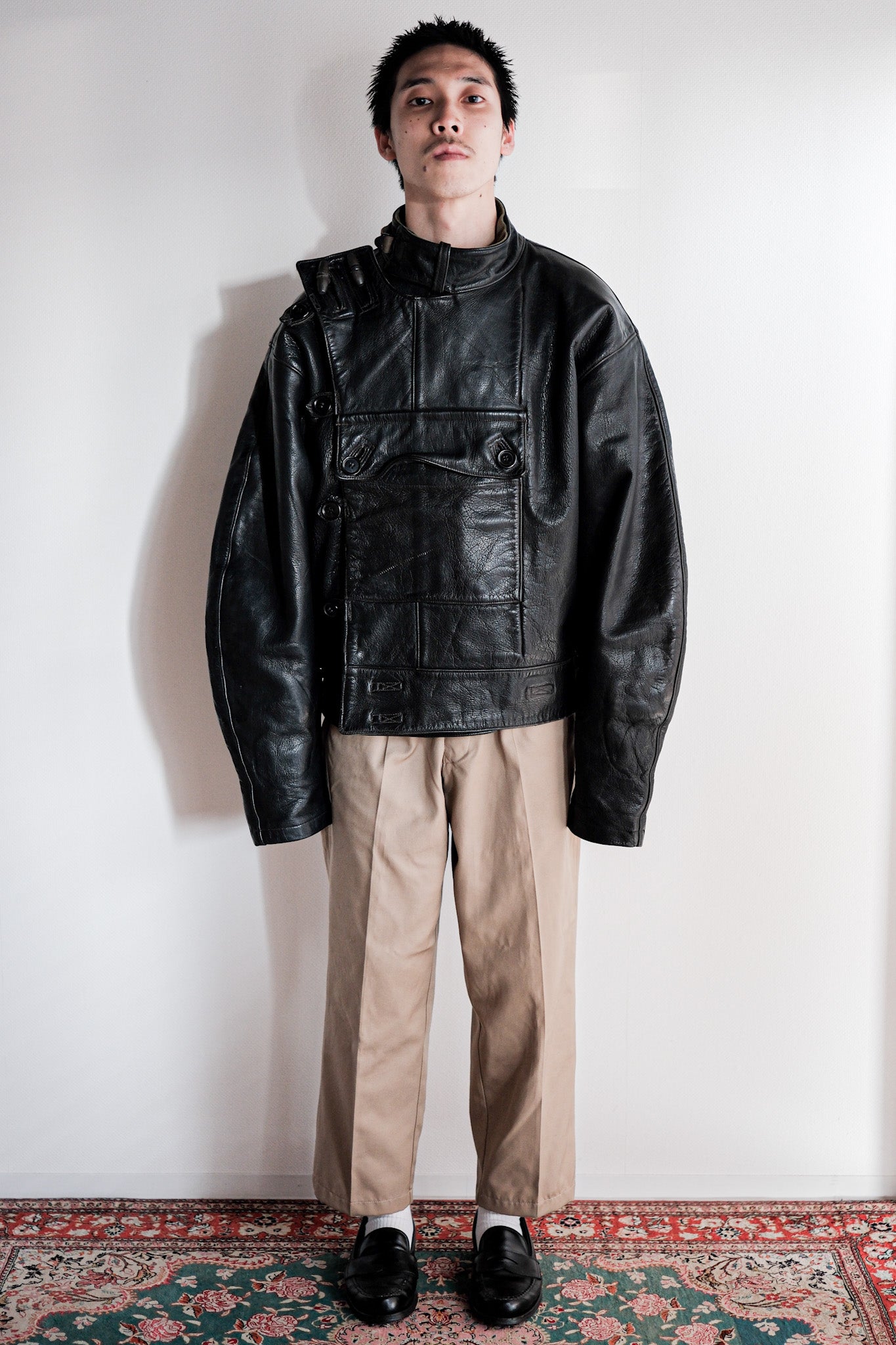 【~50's】Swedish Army Dispatch Rider Leather Motorcycle Jacket