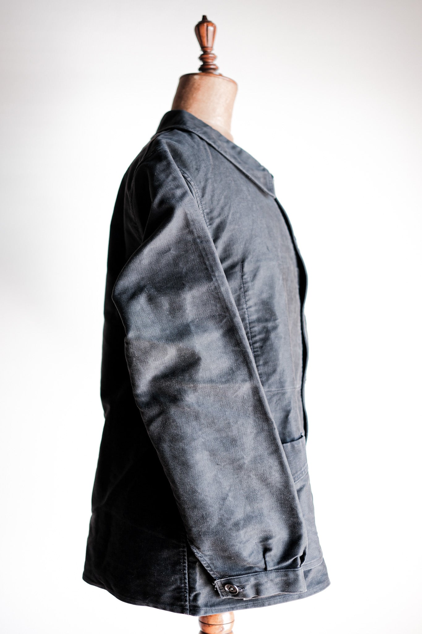 【~40's】French Vintage Black Moleskin Work Jacket "Le Mont St. Michel"