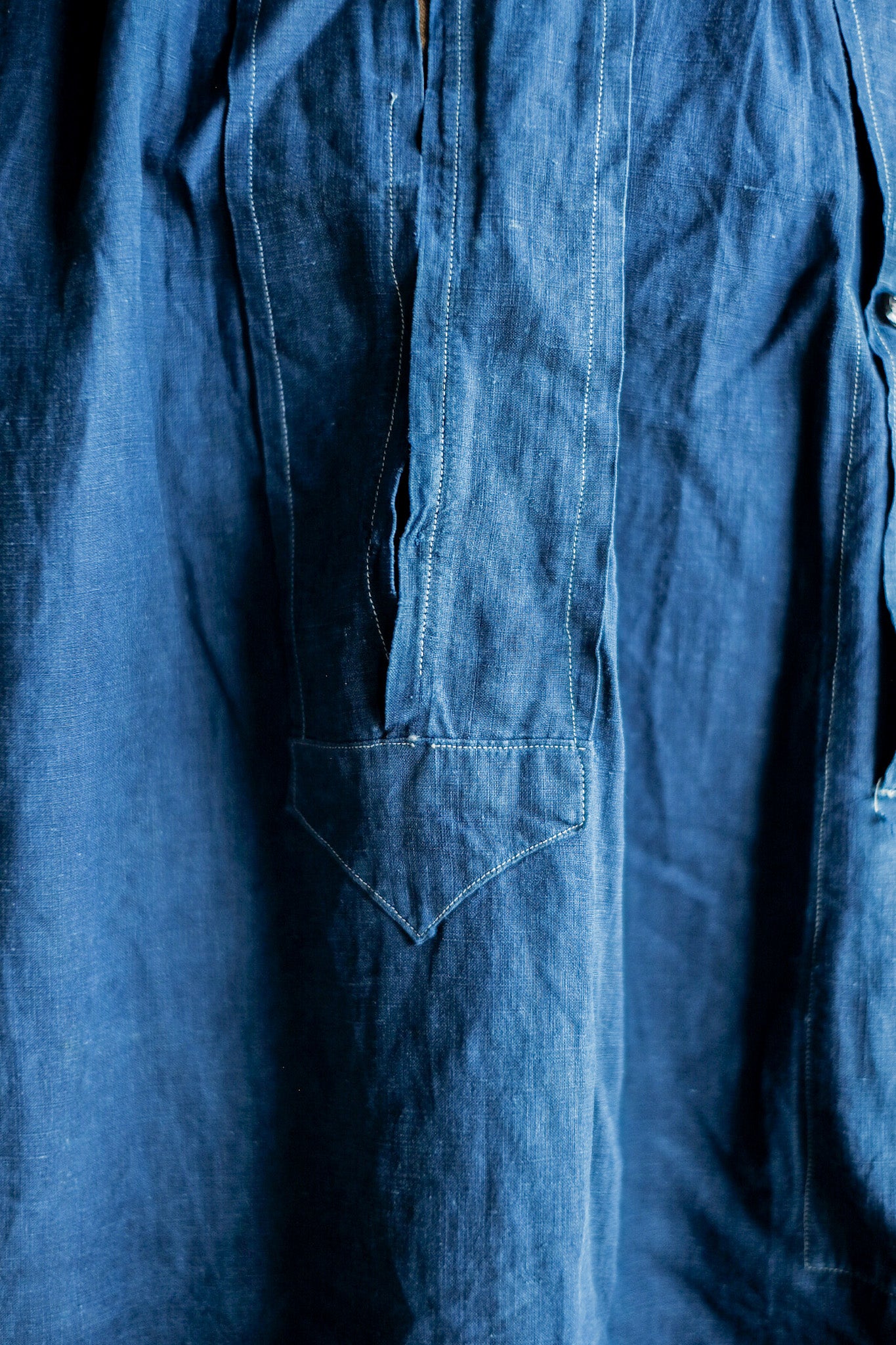 【Early 20th C】French Antique Indigo Linen Smock "Biaude"