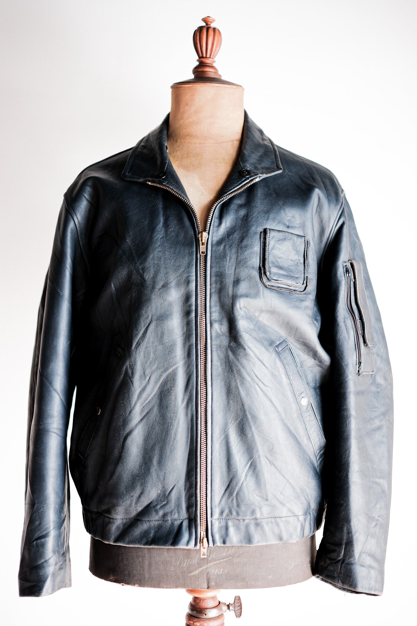 【~70's】French Air Force Pilot Leather Jacket Size.50