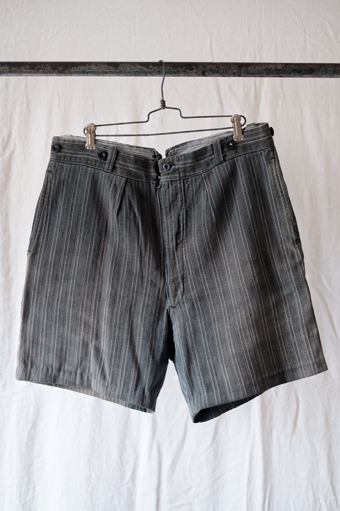 【~40's】French Vintage Cotton Striped Work Shorts
