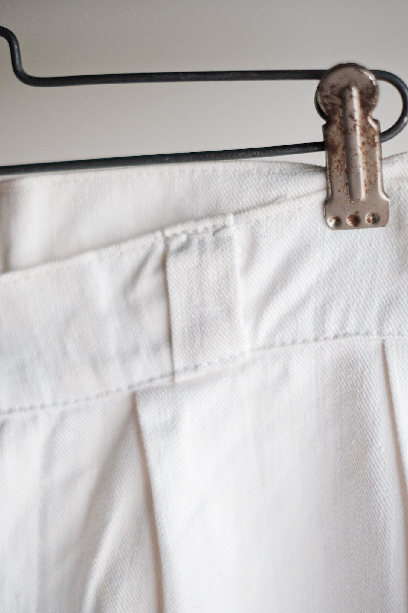 【~50's】French Army White Cotton Trousers Size. 84