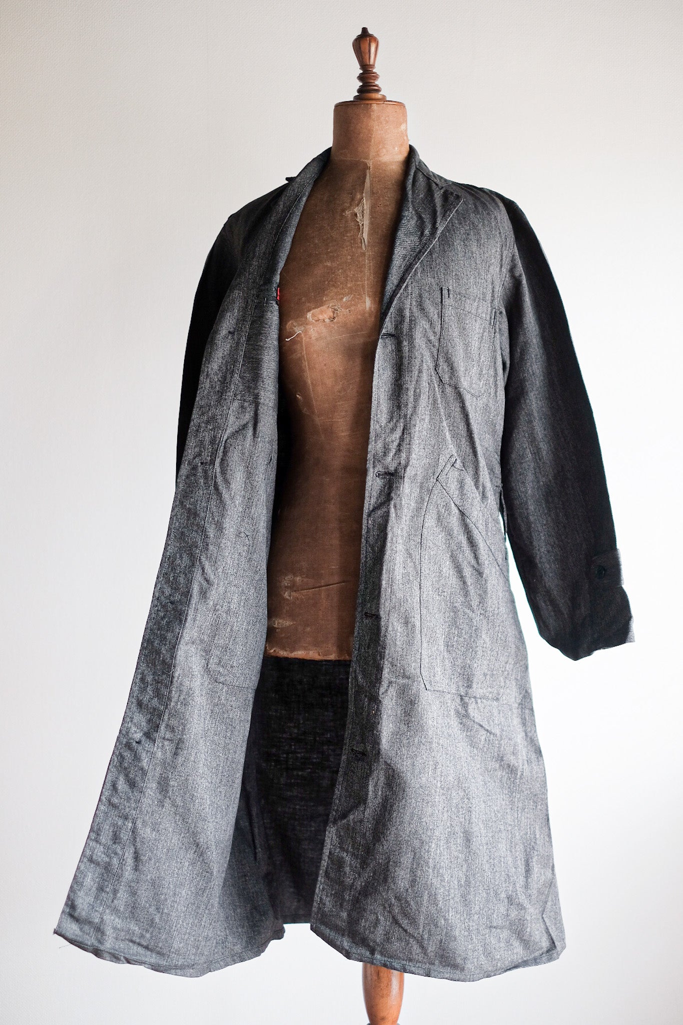 【~40's】French Vintage Black Chambray Atelier Coat “Dead Stock”